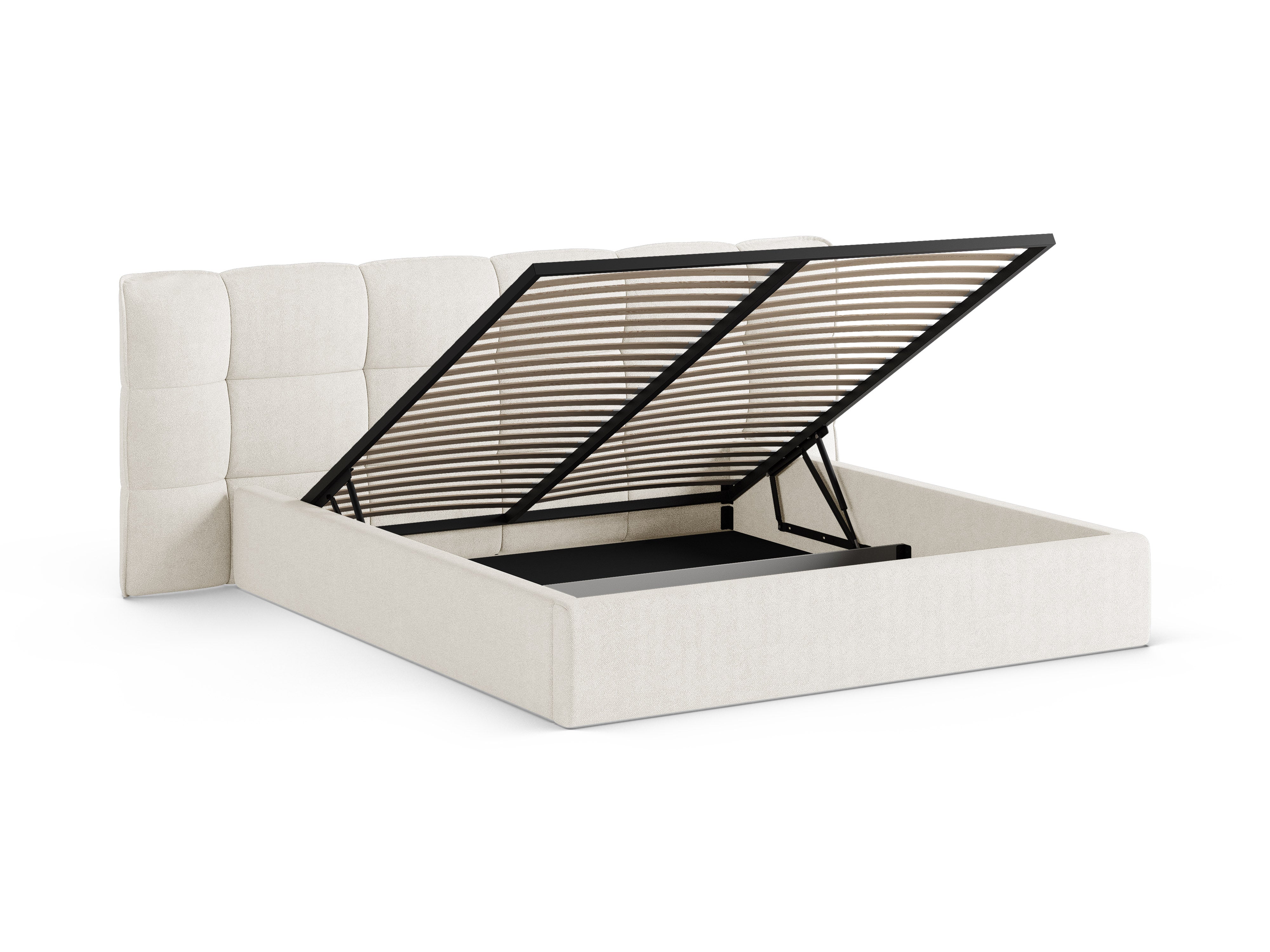 Bett mit Stauraum ERIC Elfenbein Boucle