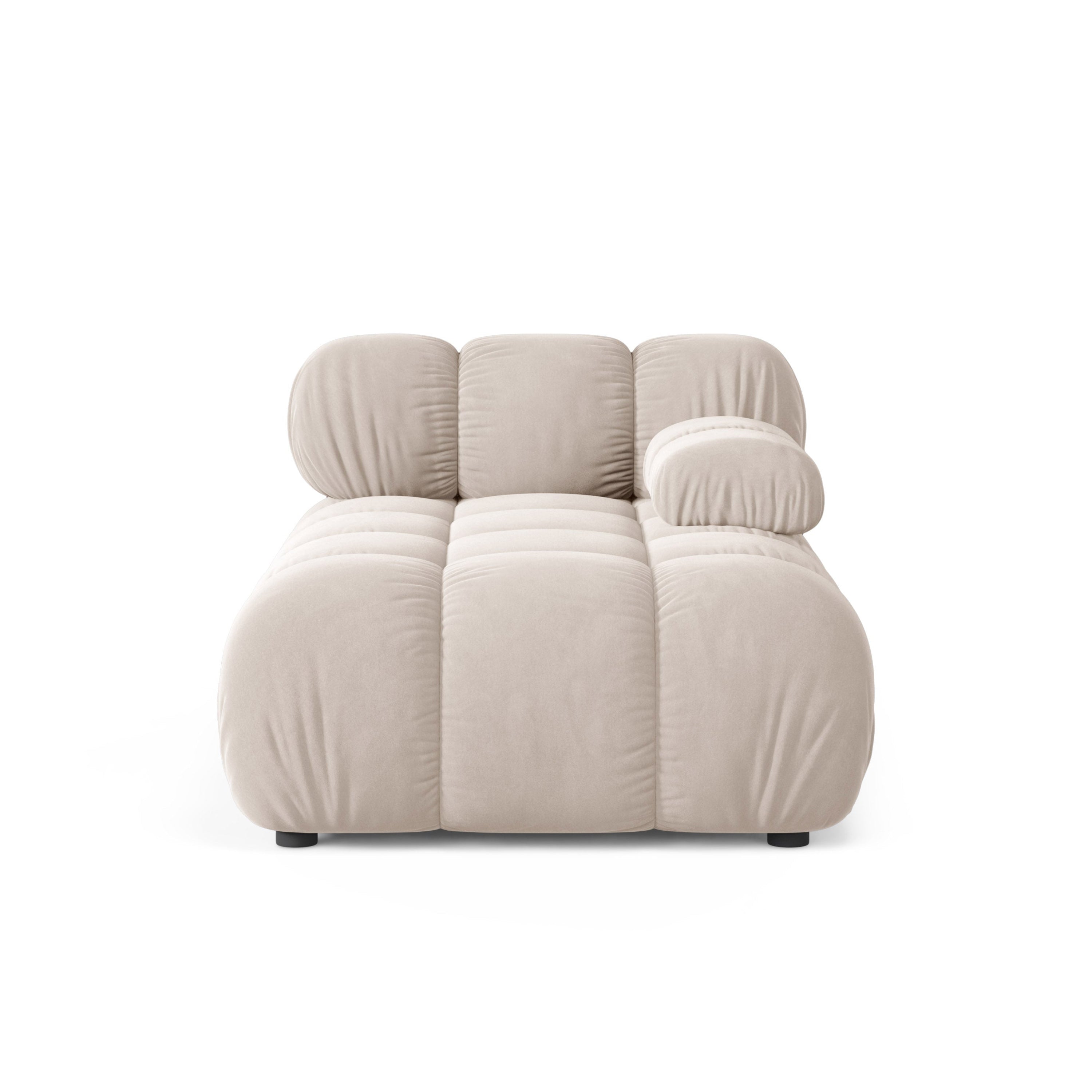 Rechtsseitiger Sessel BELLIS aus hellbeigem Velours