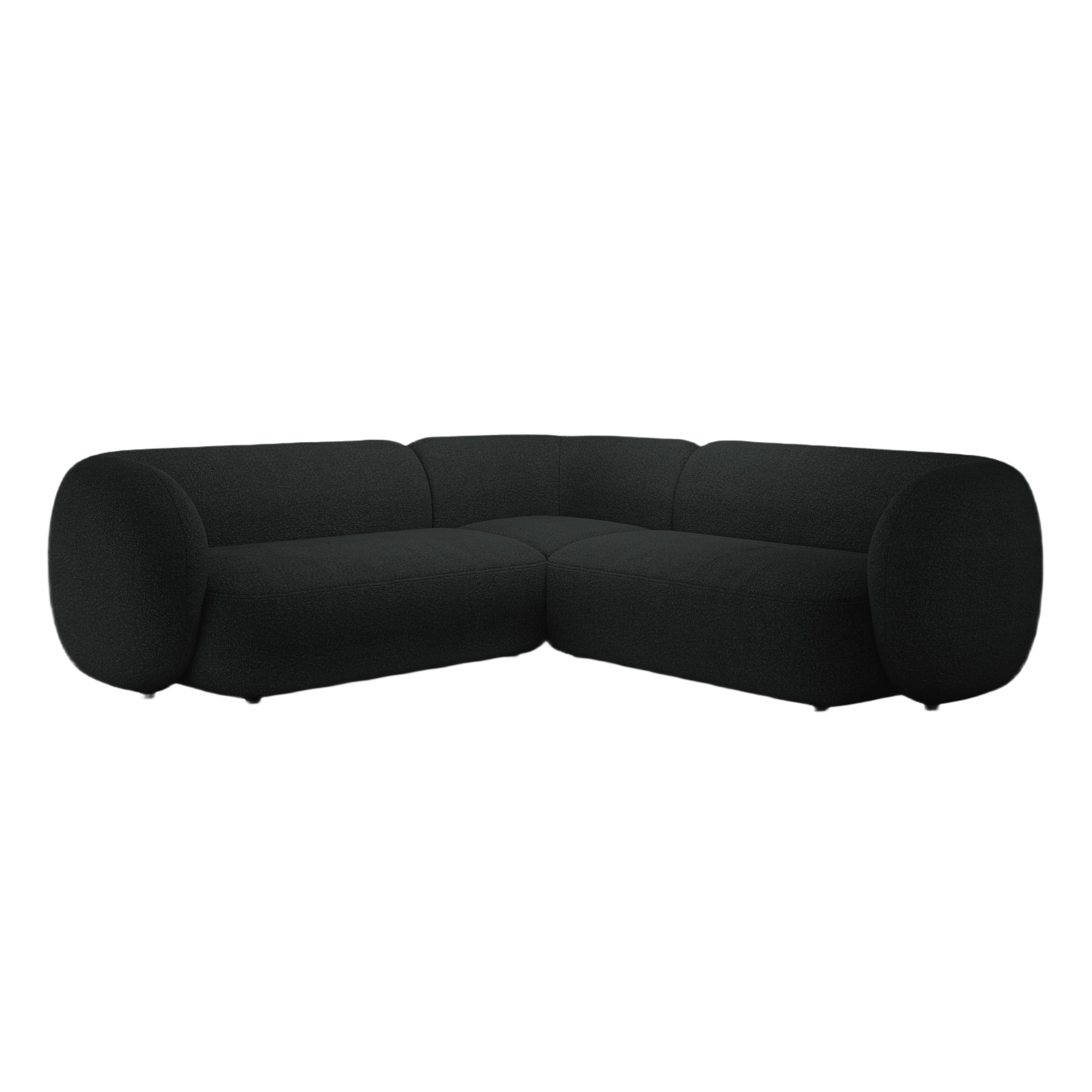 Symmetrische Eckcouch KATE schwarzes Boucle