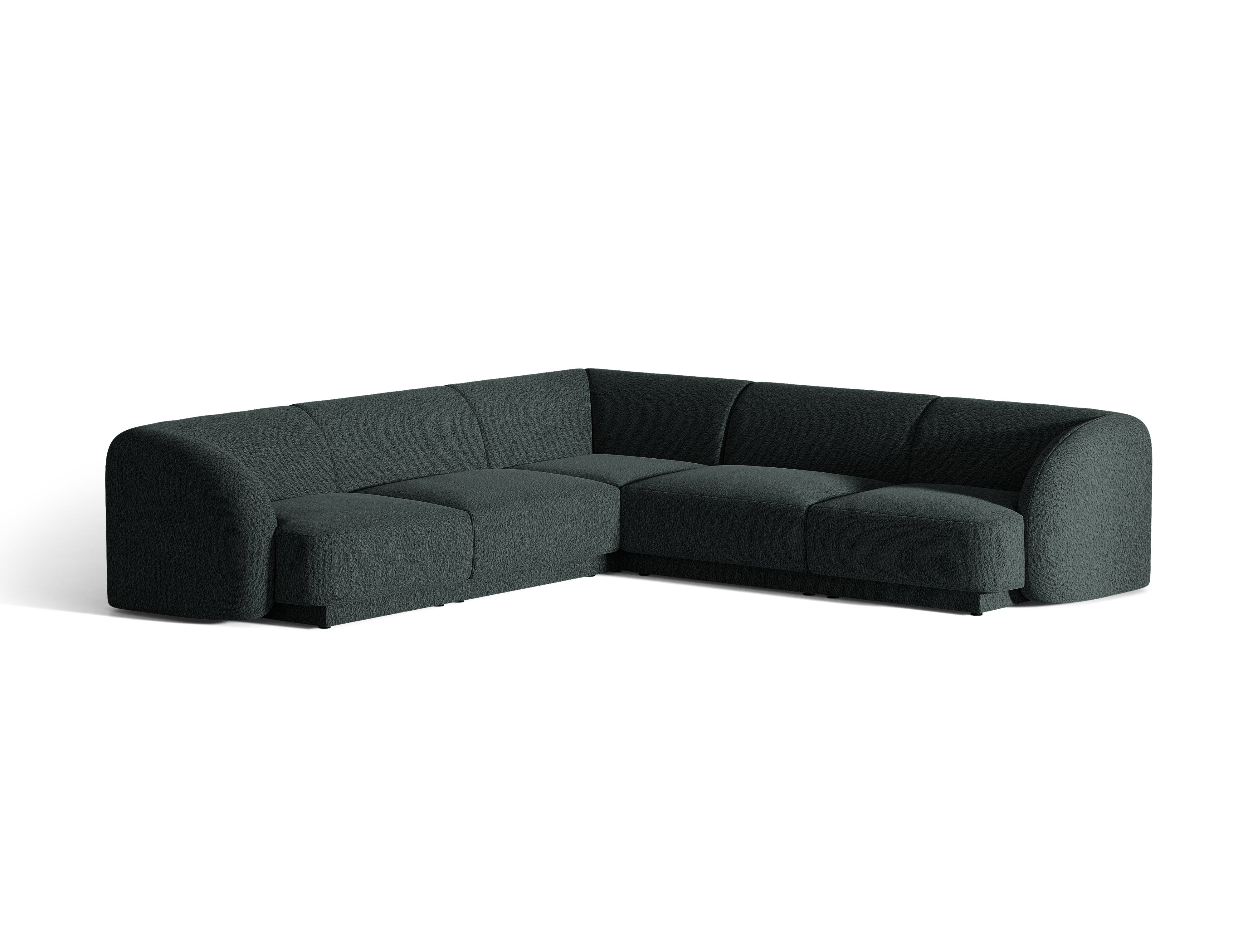 Symmetrische 5-Sitzer-Eckcouch MILEY schwarzes Boucle