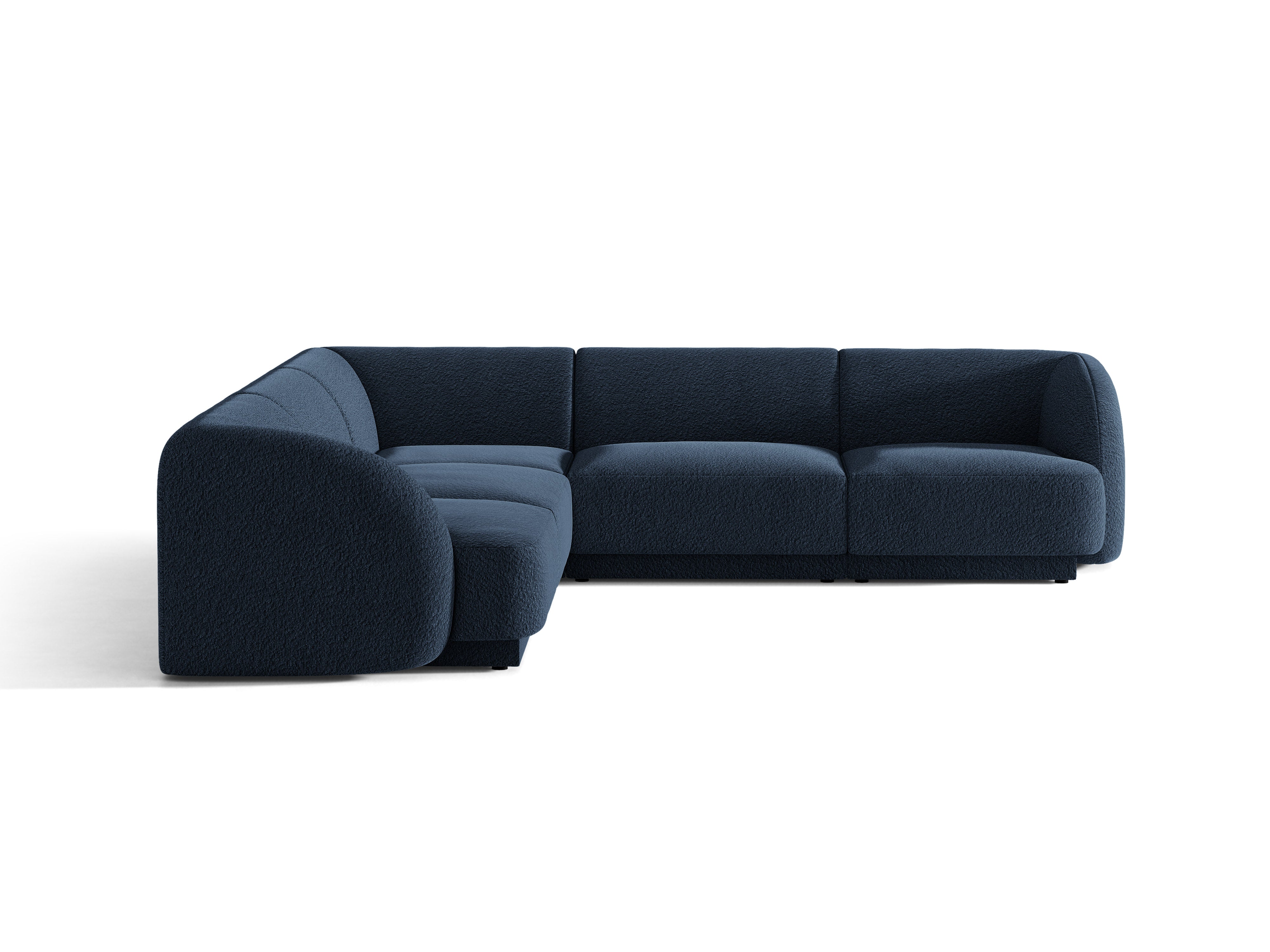 Symmetrische 5-Sitzer-Eckcouch MILEY dunkelblau Boucle