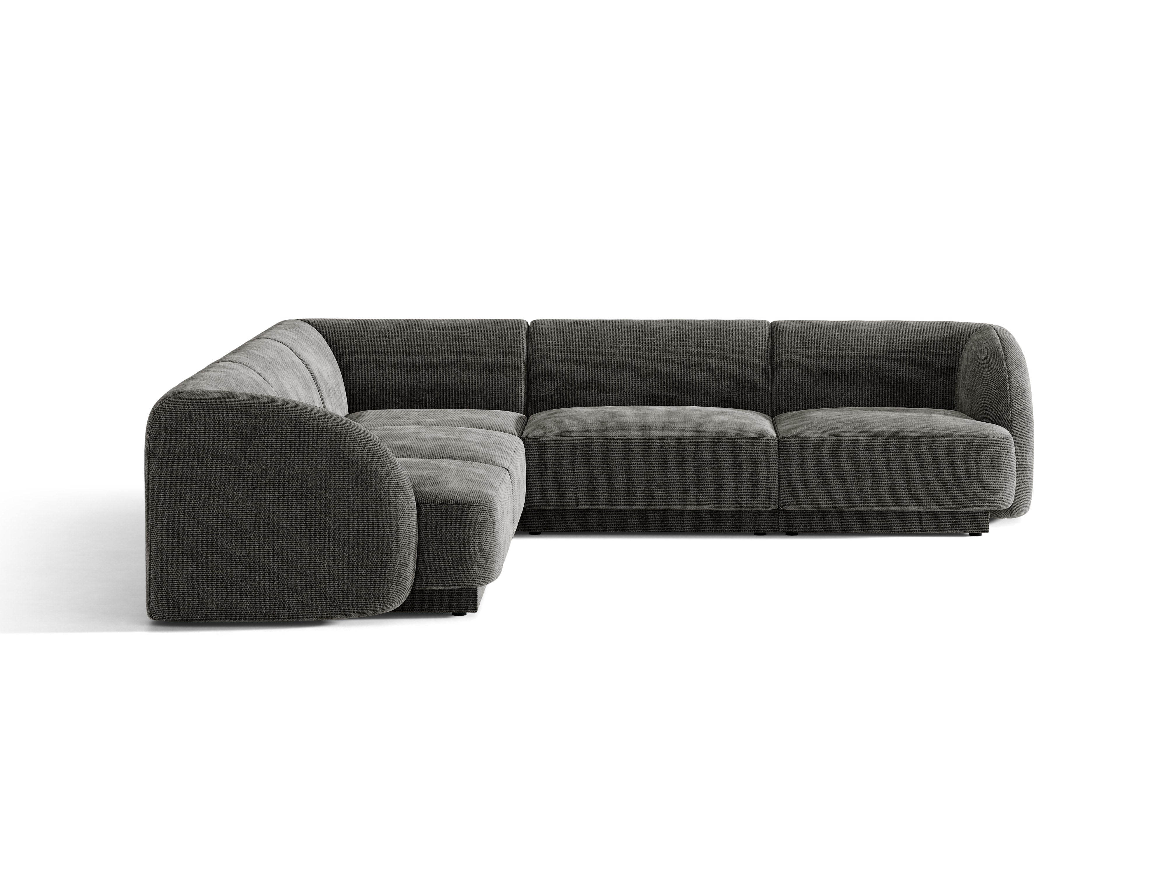 Symmetrische Eckcouch MILEY graues, seidiges Chenille
