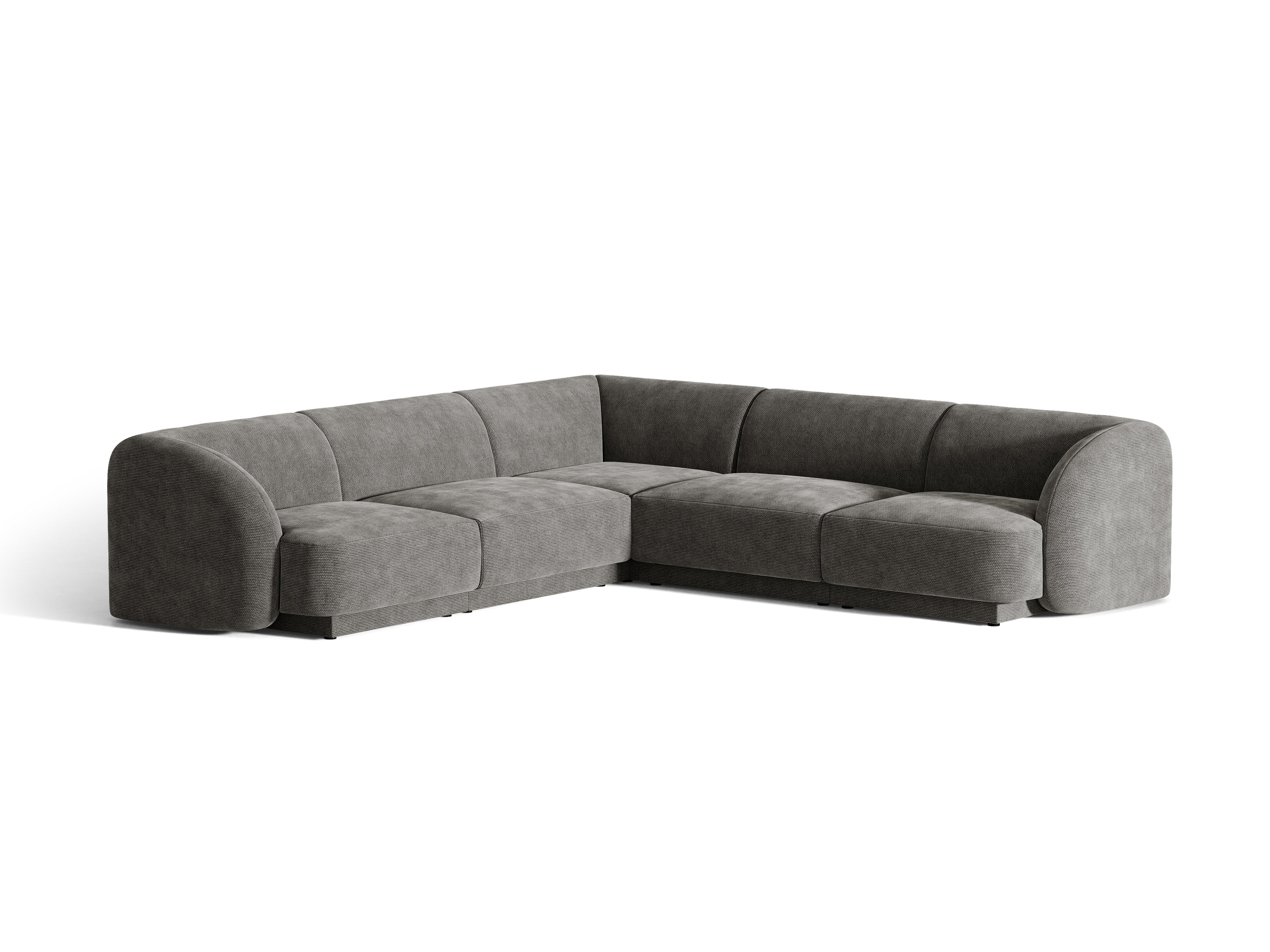 Symmetrische Eckcouch MILEY graues, seidiges Chenille