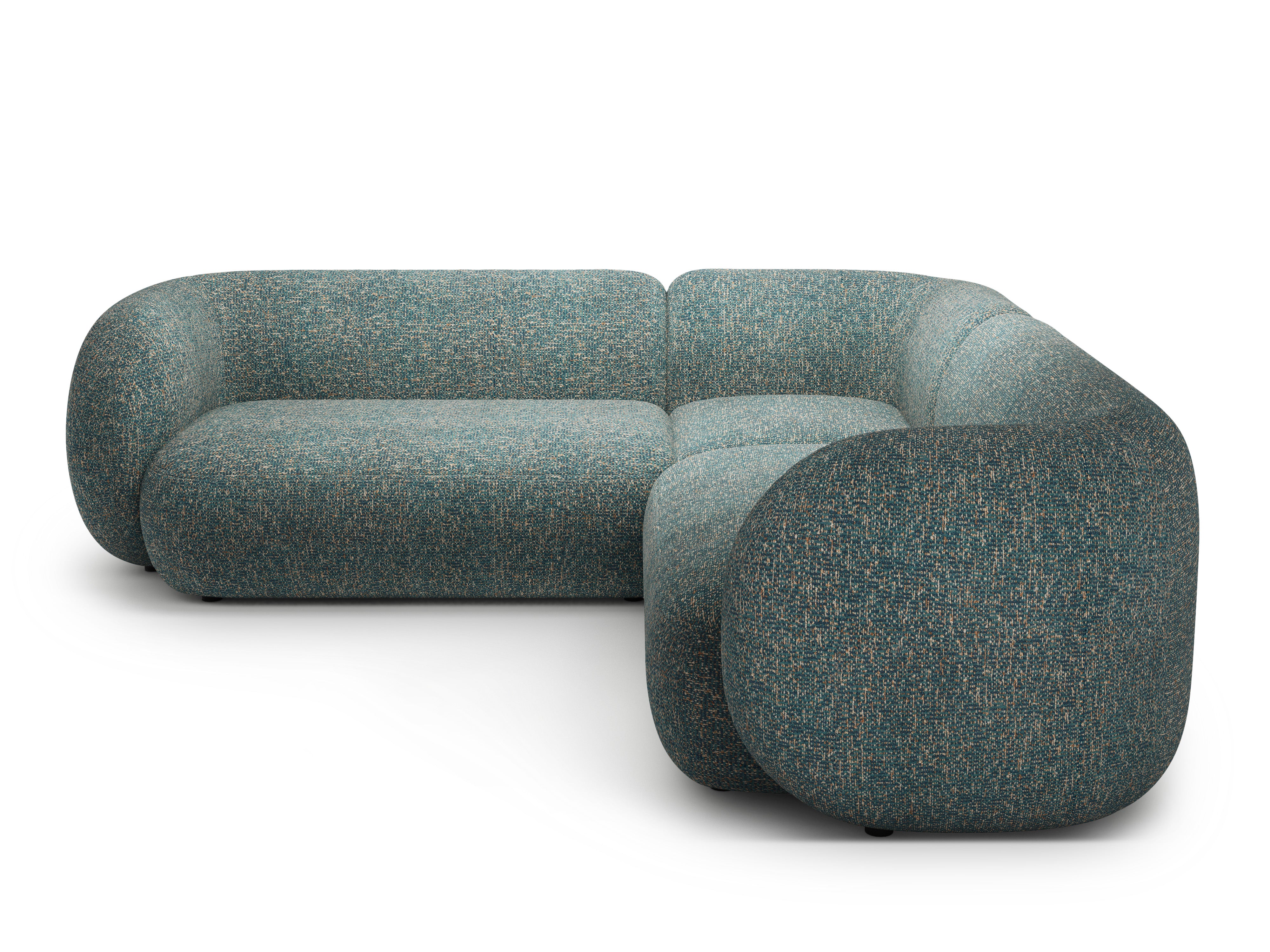 Symmetrische Eckcouch KATE blauer Melange