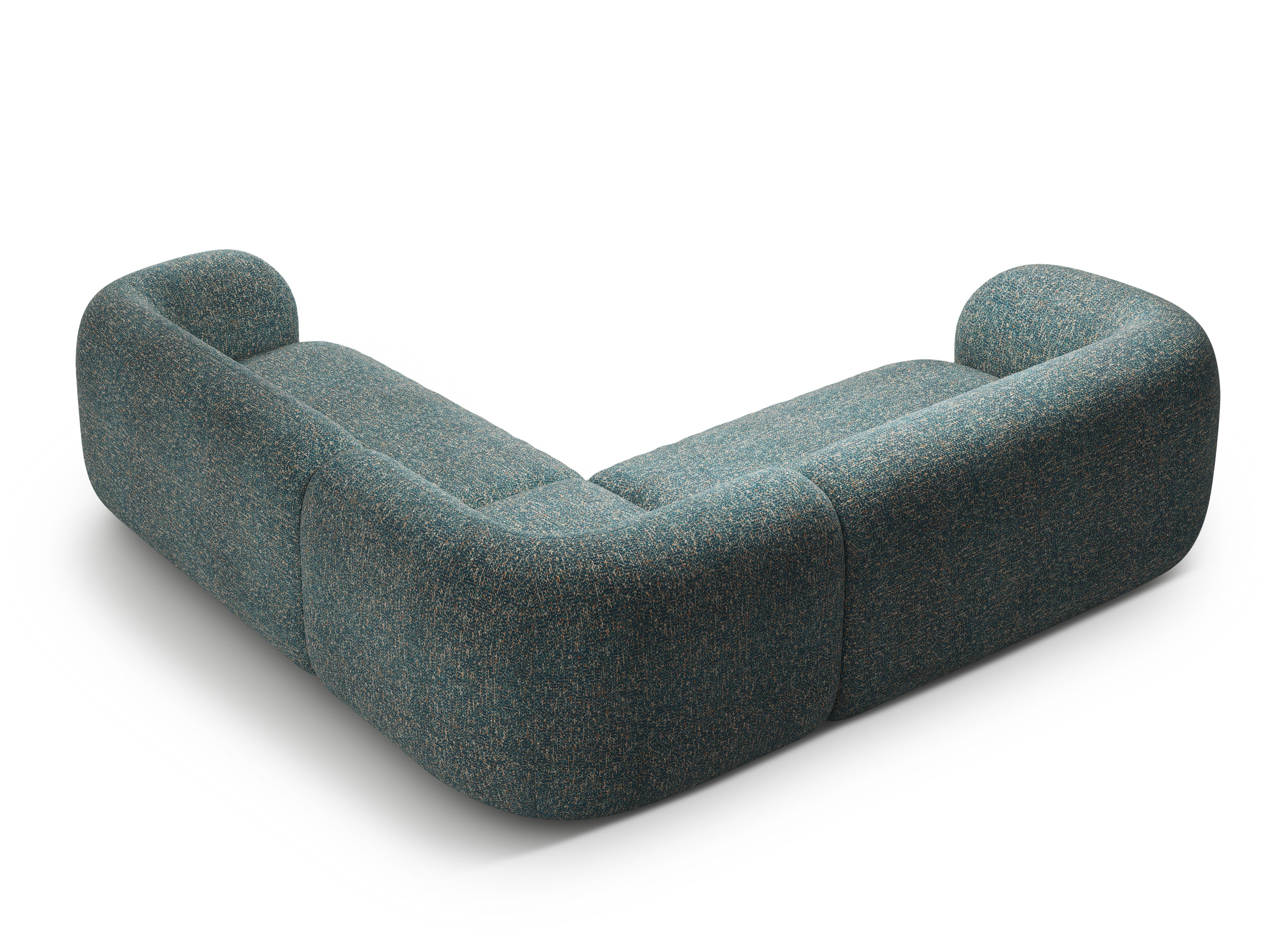 Symmetrische Eckcouch KATE blauer Melange
