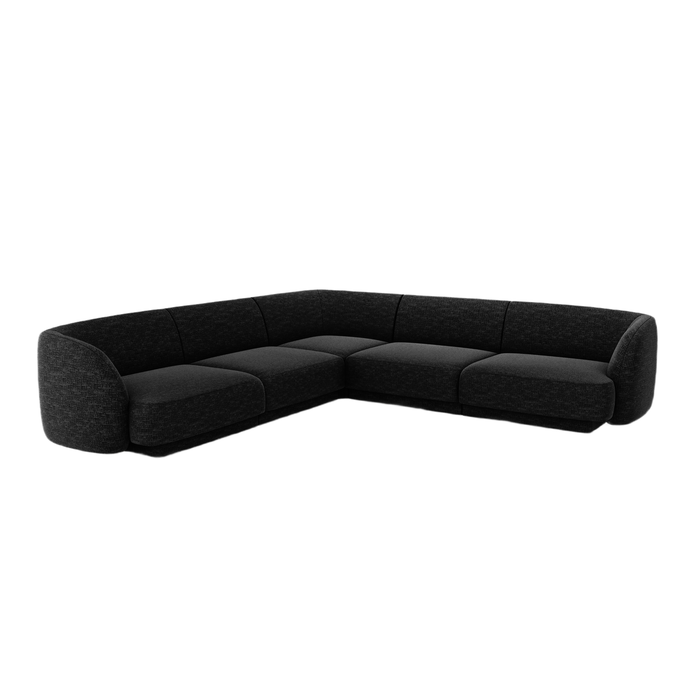 Symmetrische 5-Sitzer-Eckcouch MILEY schwarzes Chenille