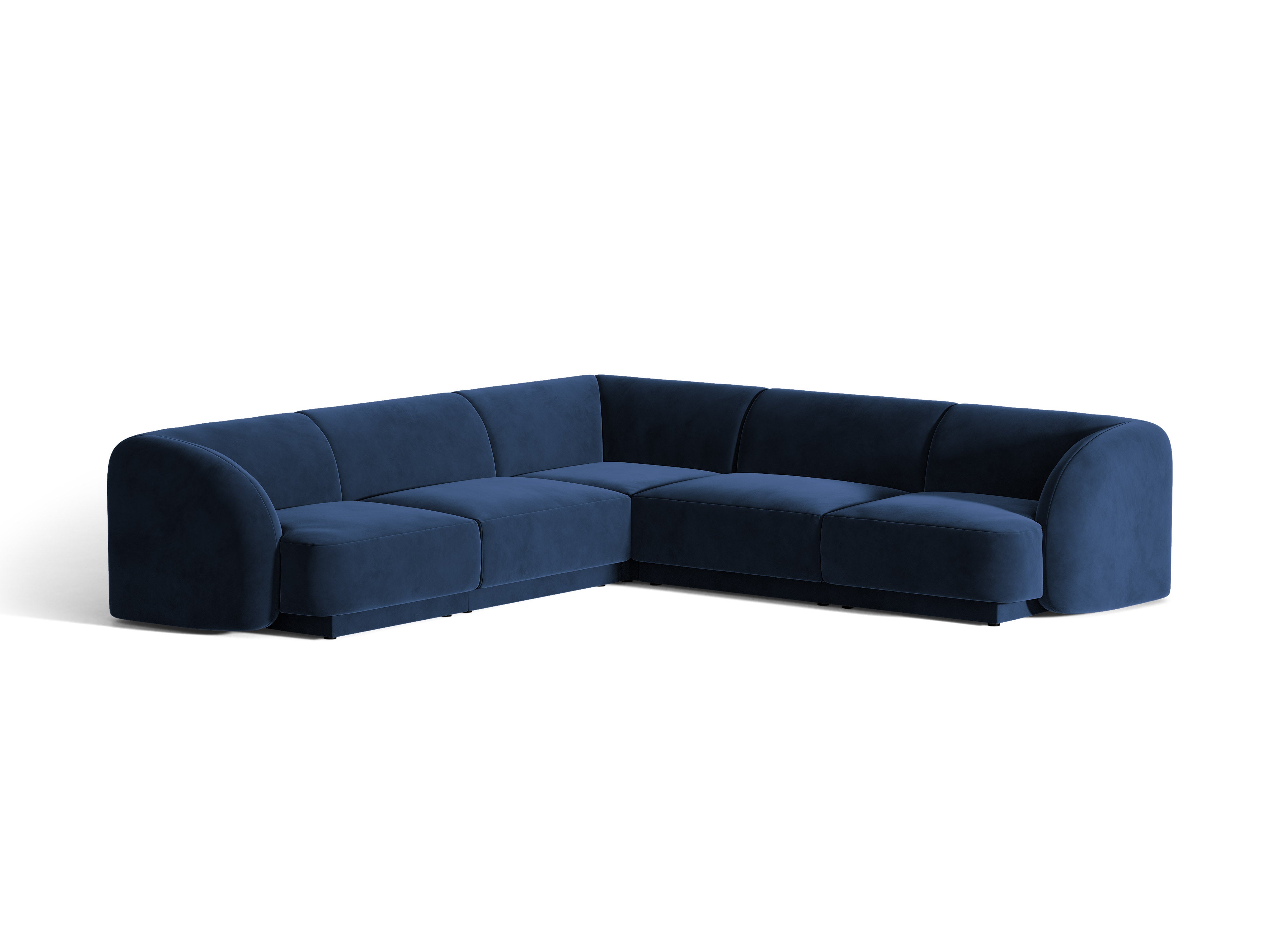 Samt-Ecksofa für 5 Personen MILEY in Marineblau
