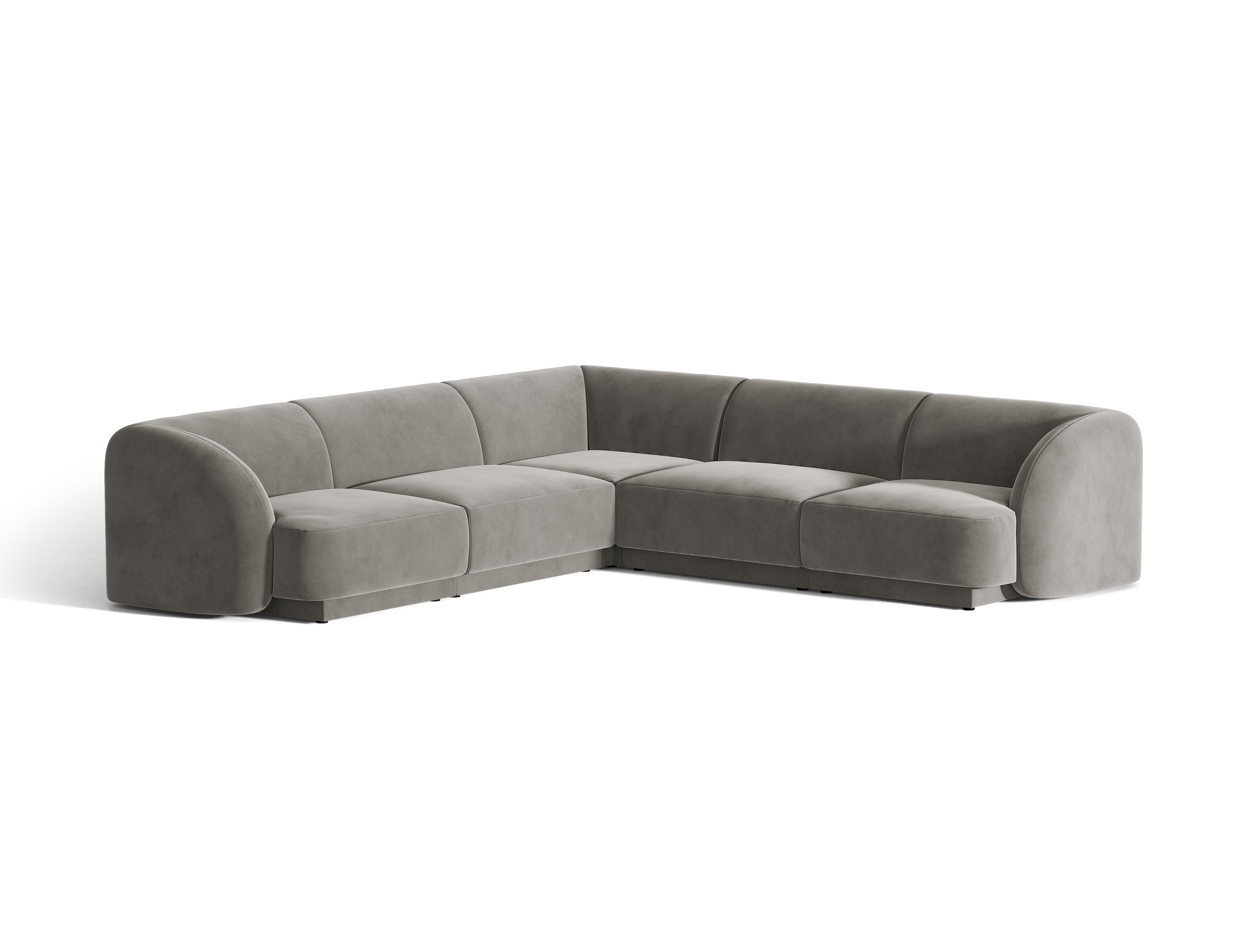 Samt-Ecksofa für 5 Personen MILEY hellgrau