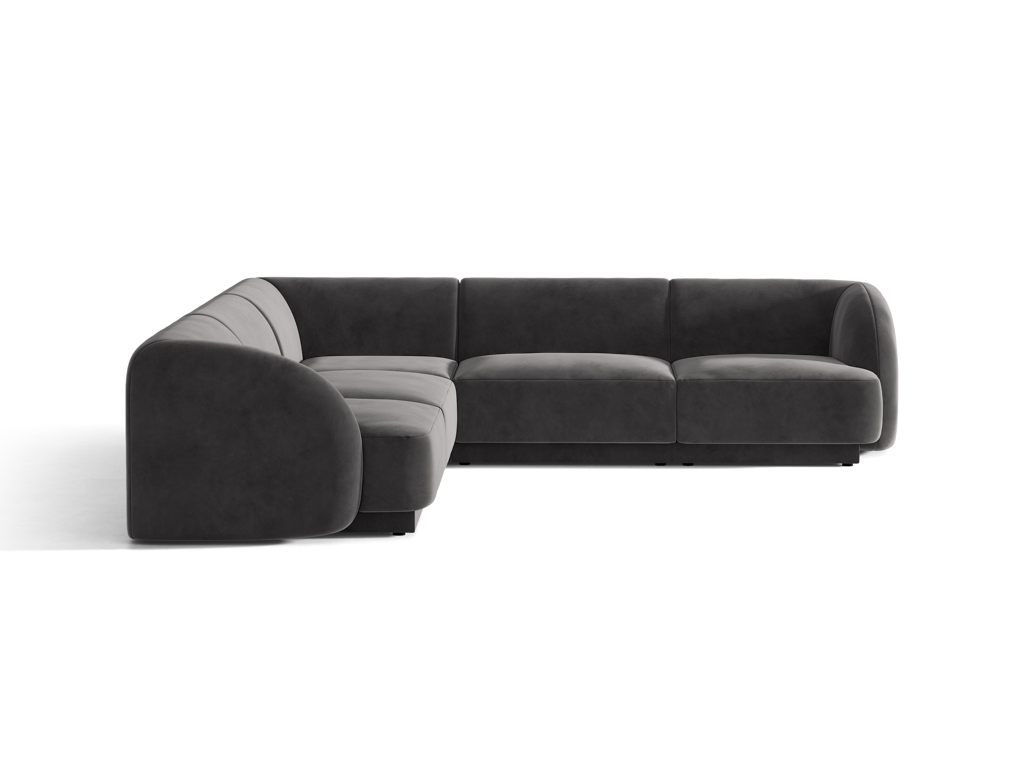 Samt-Ecksofa für 5 Personen MILEY dunkelgrau