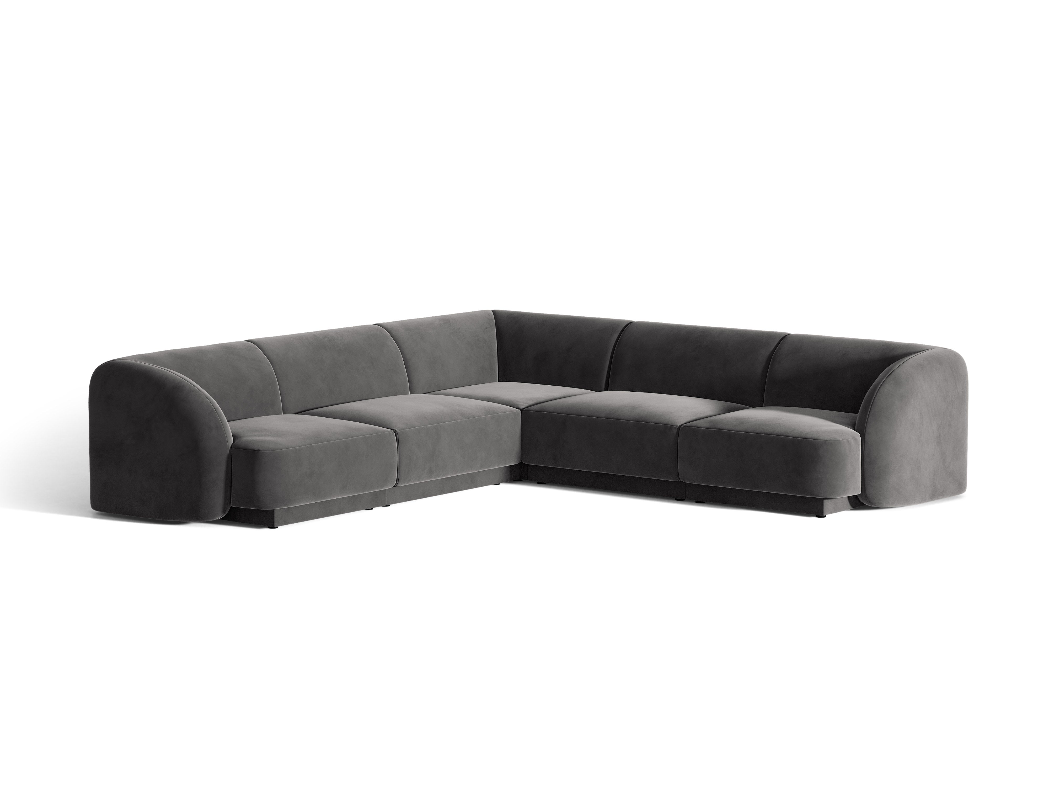 Samt-Ecksofa für 5 Personen MILEY dunkelgrau
