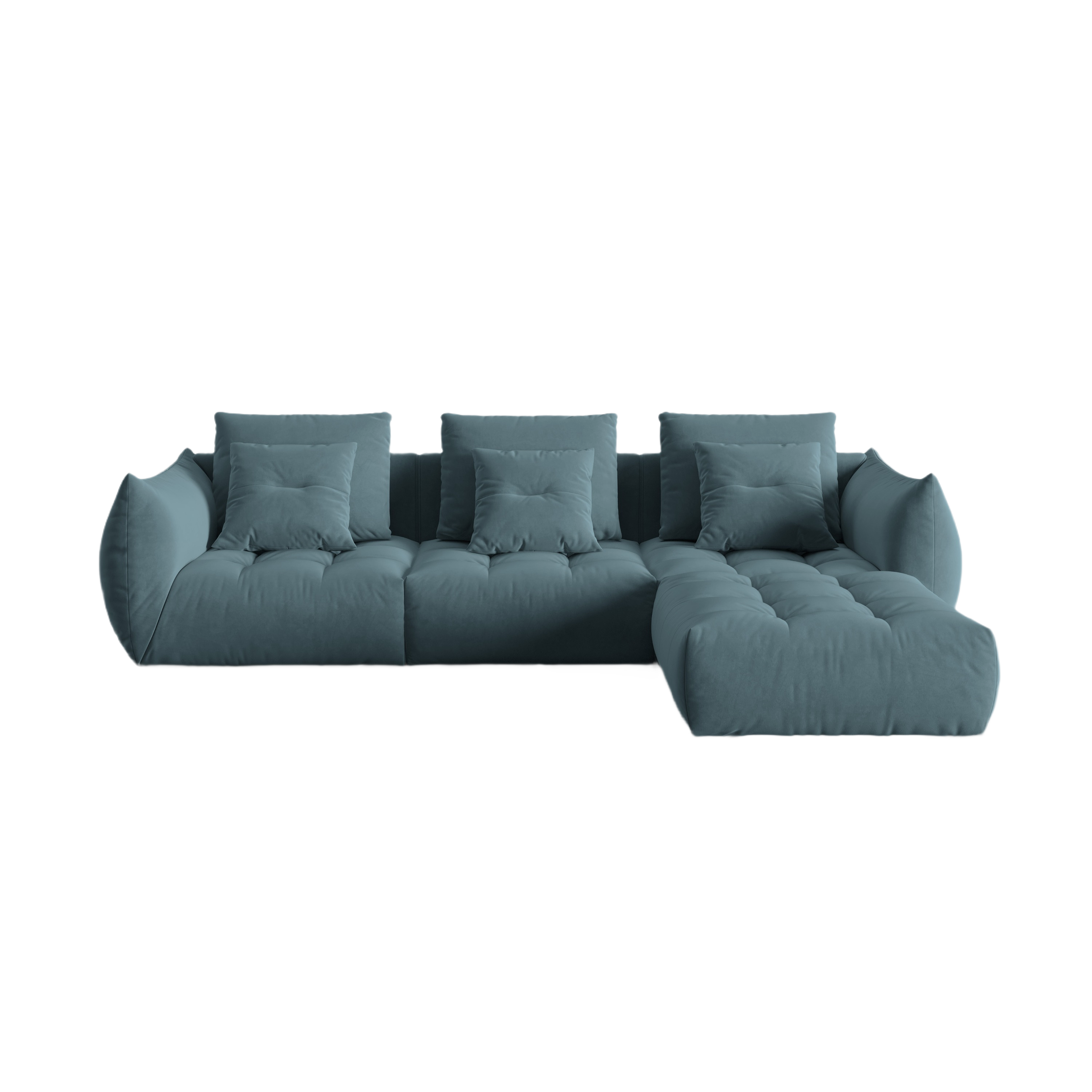 Modulares Samtsofa BLOOM in Hellblau