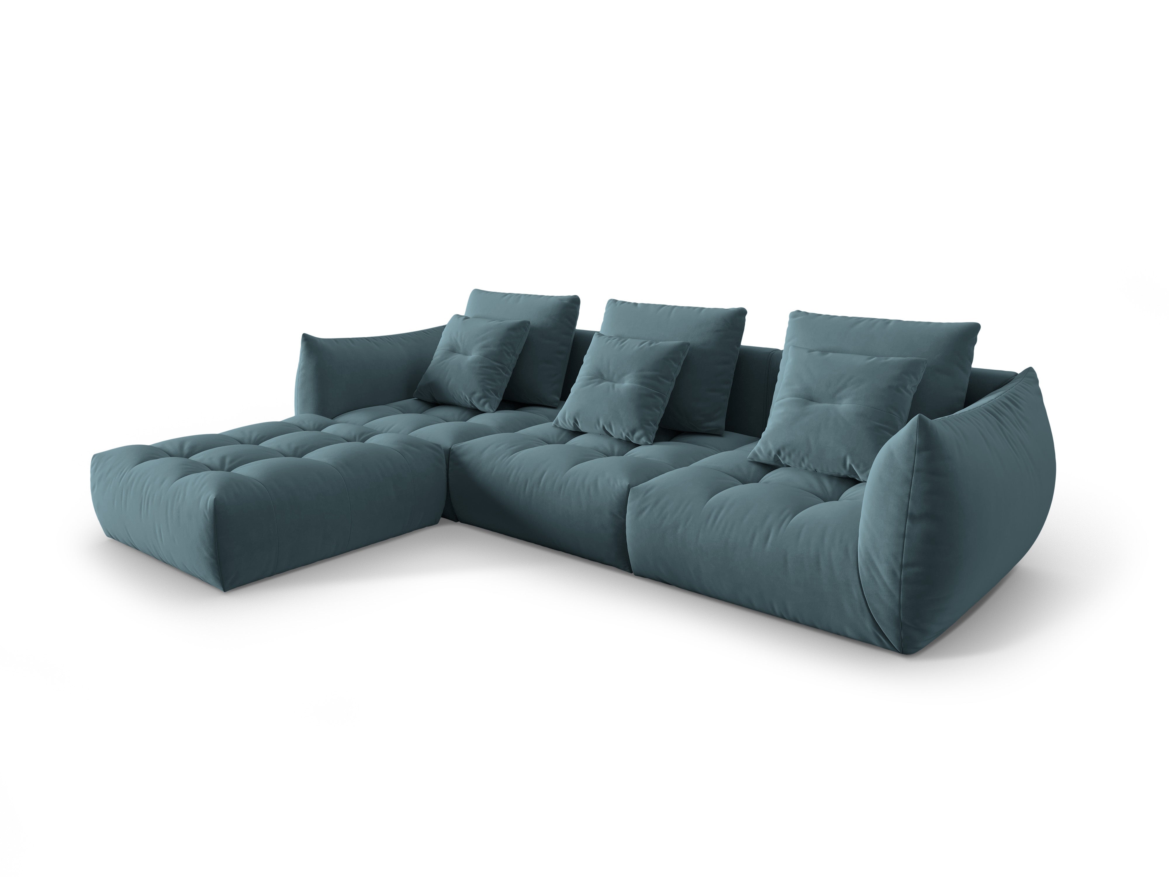 Modulares Samtsofa BLOOM in Hellblau