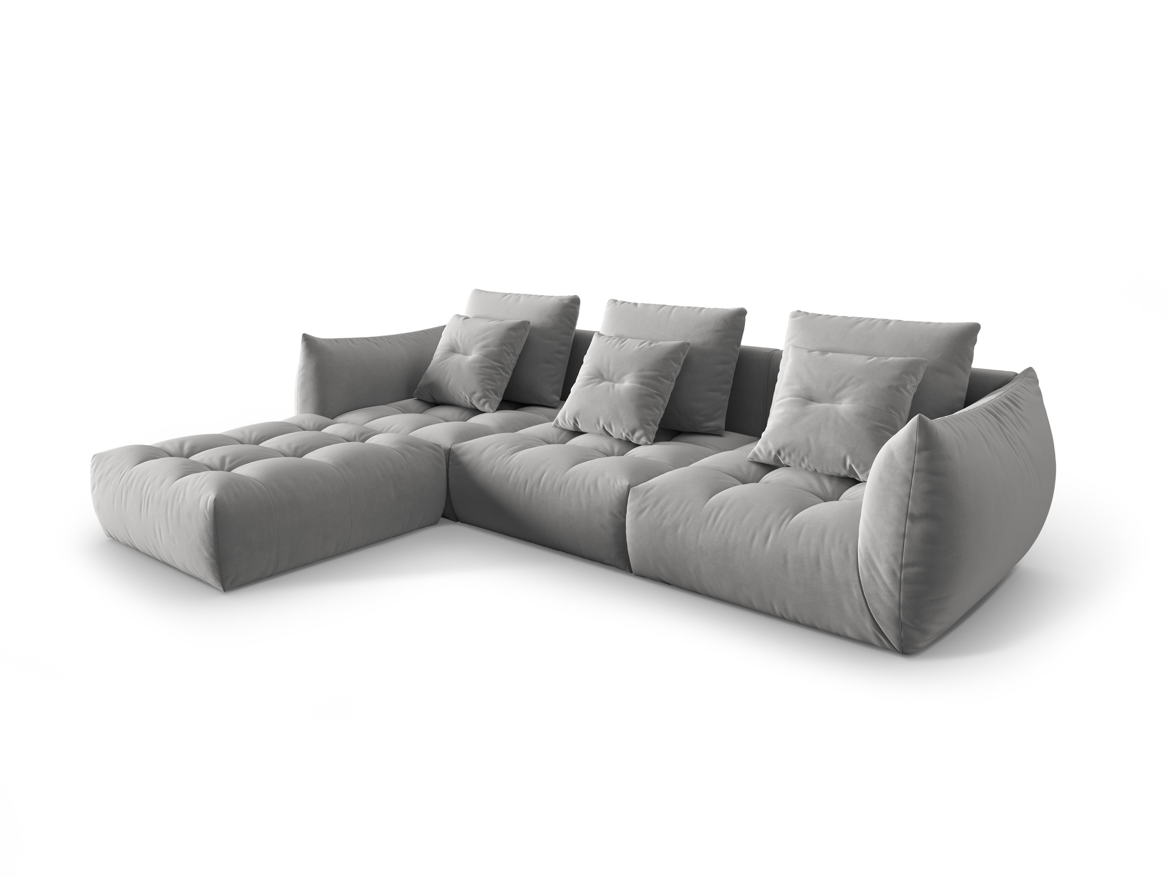 Modularer Samt-Ecksofa BLOOM grau