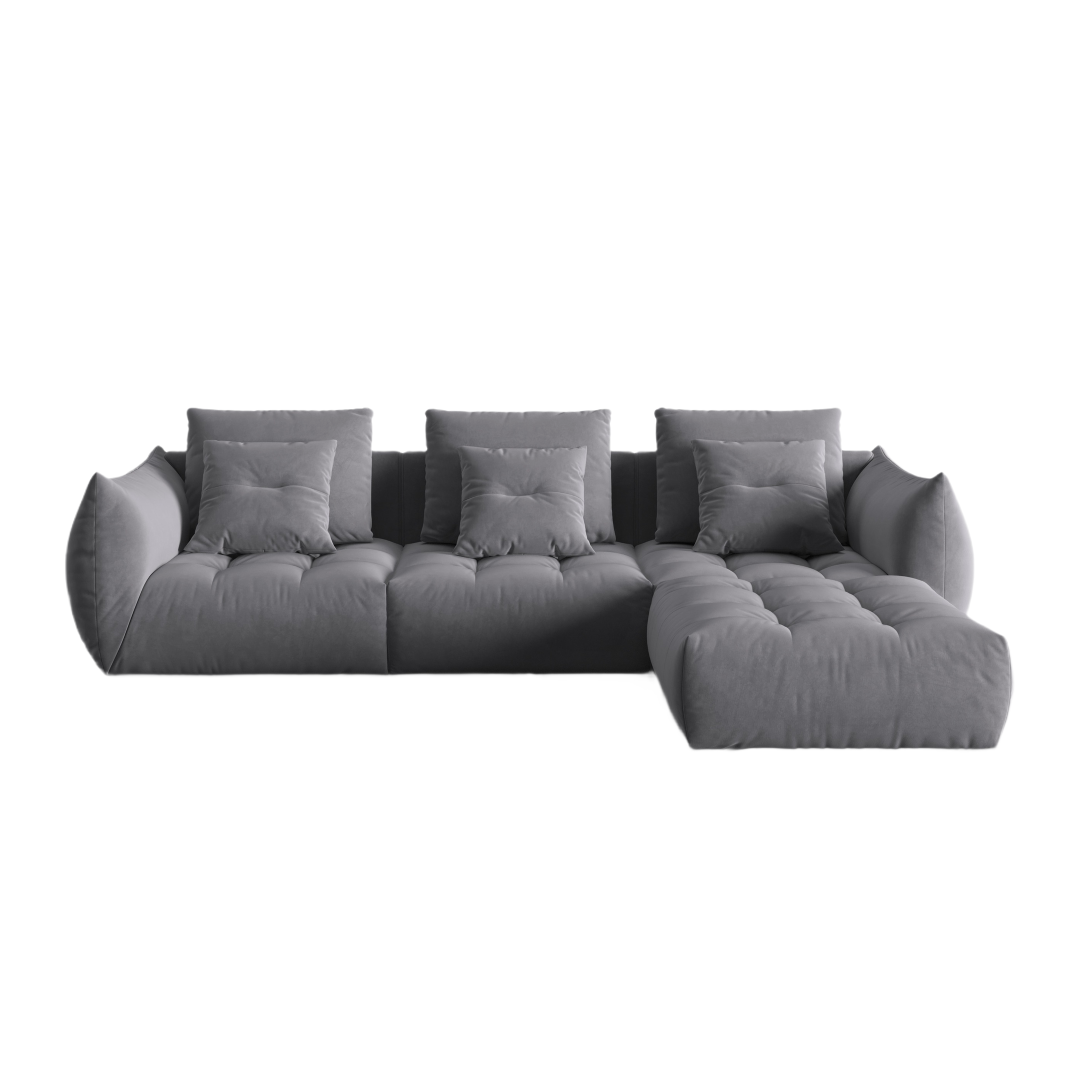 Modular Velvet Corner Sofa BLOOM Dark Gray