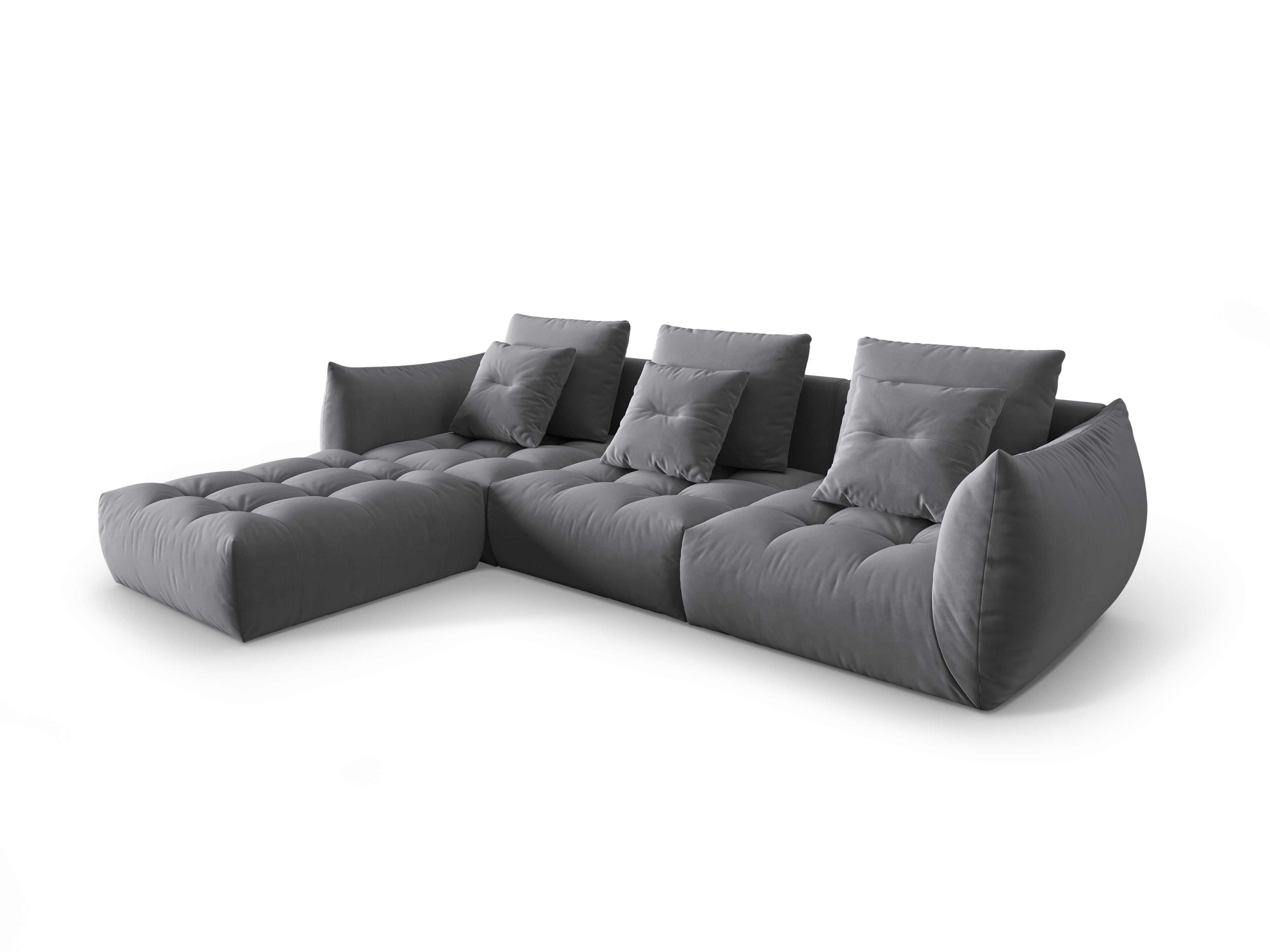 Modular Velvet Corner Sofa BLOOM Dark Gray