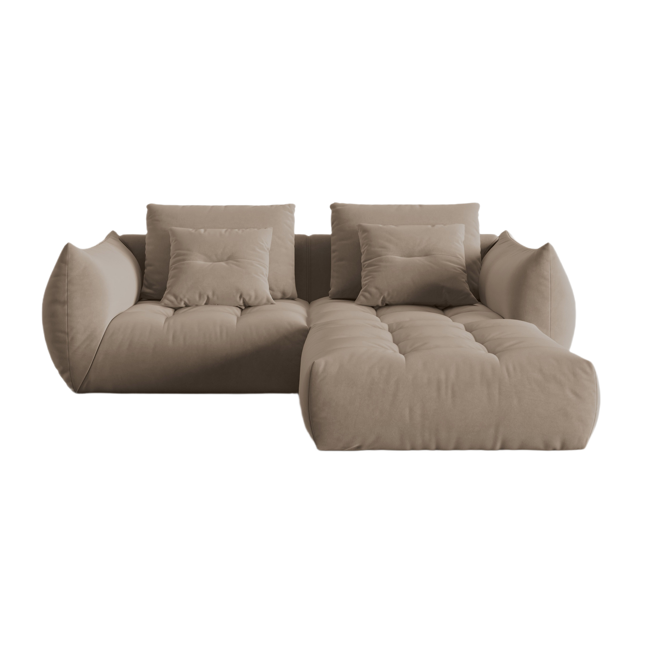 Modular Velvet Corner Sofa 3-Seater BLOOM Light Brown