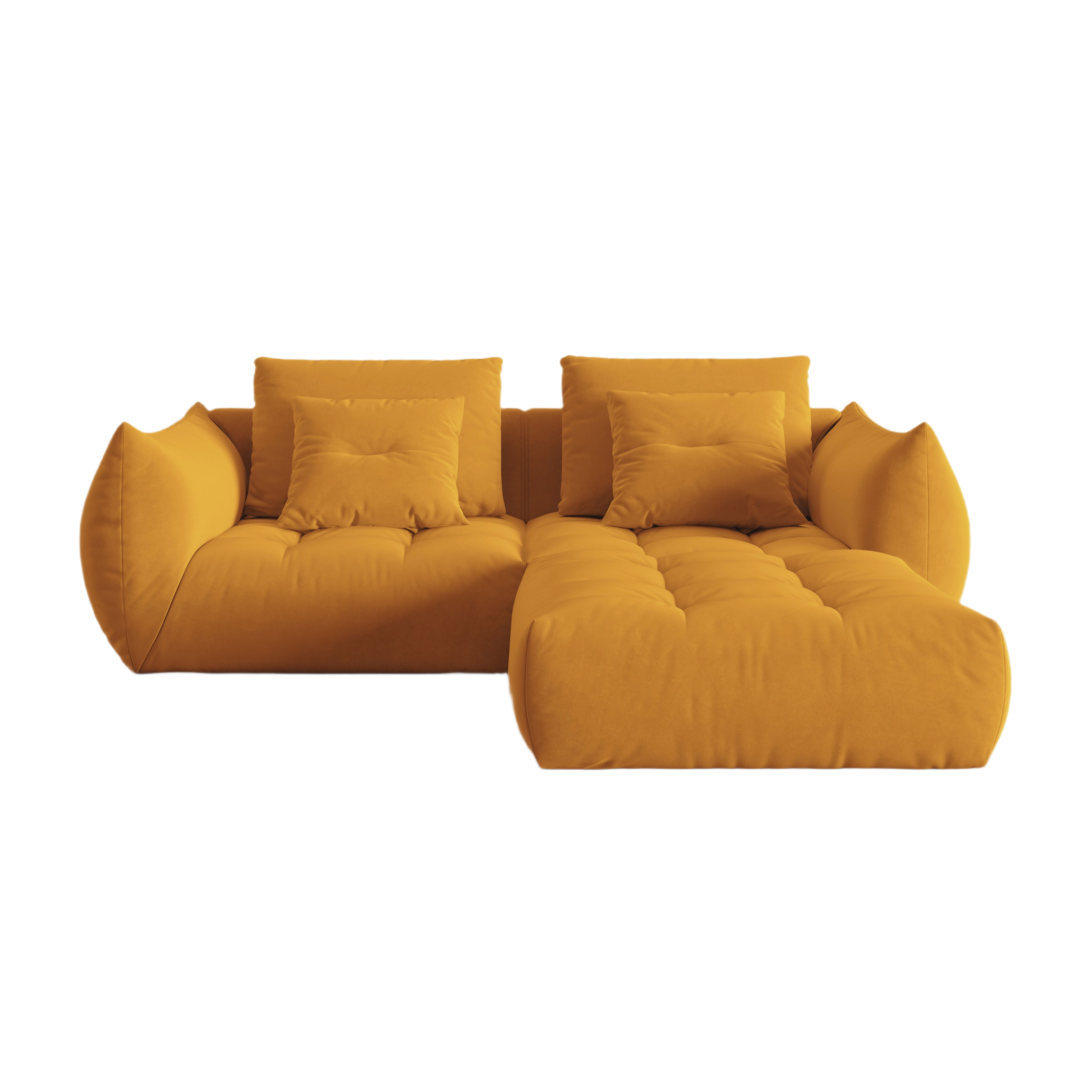 Modularer Samt-Ecksofa für 3 Personen BLOOM gelb