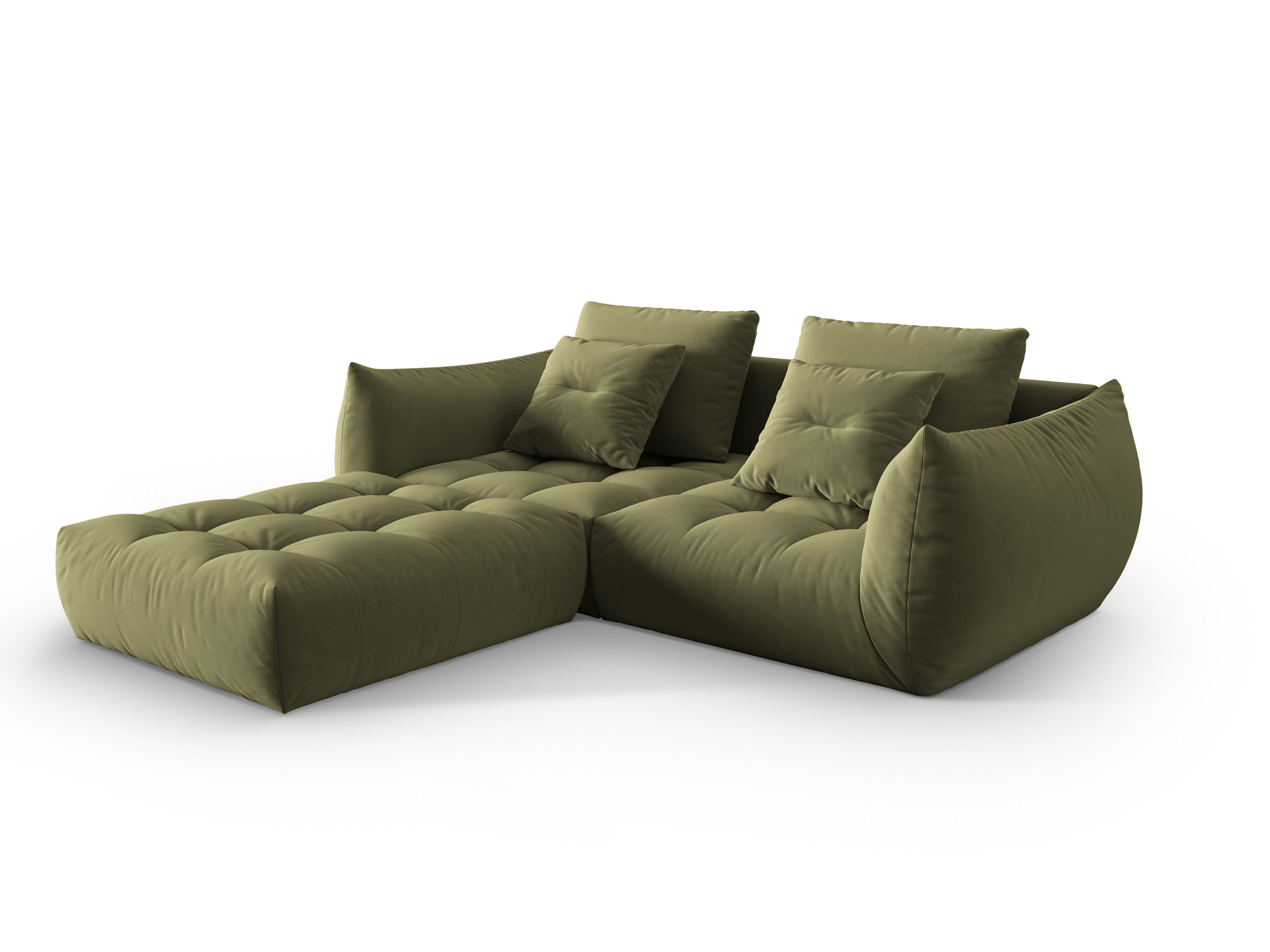 Modular velvet corner sofa for 3 people BLOOM green