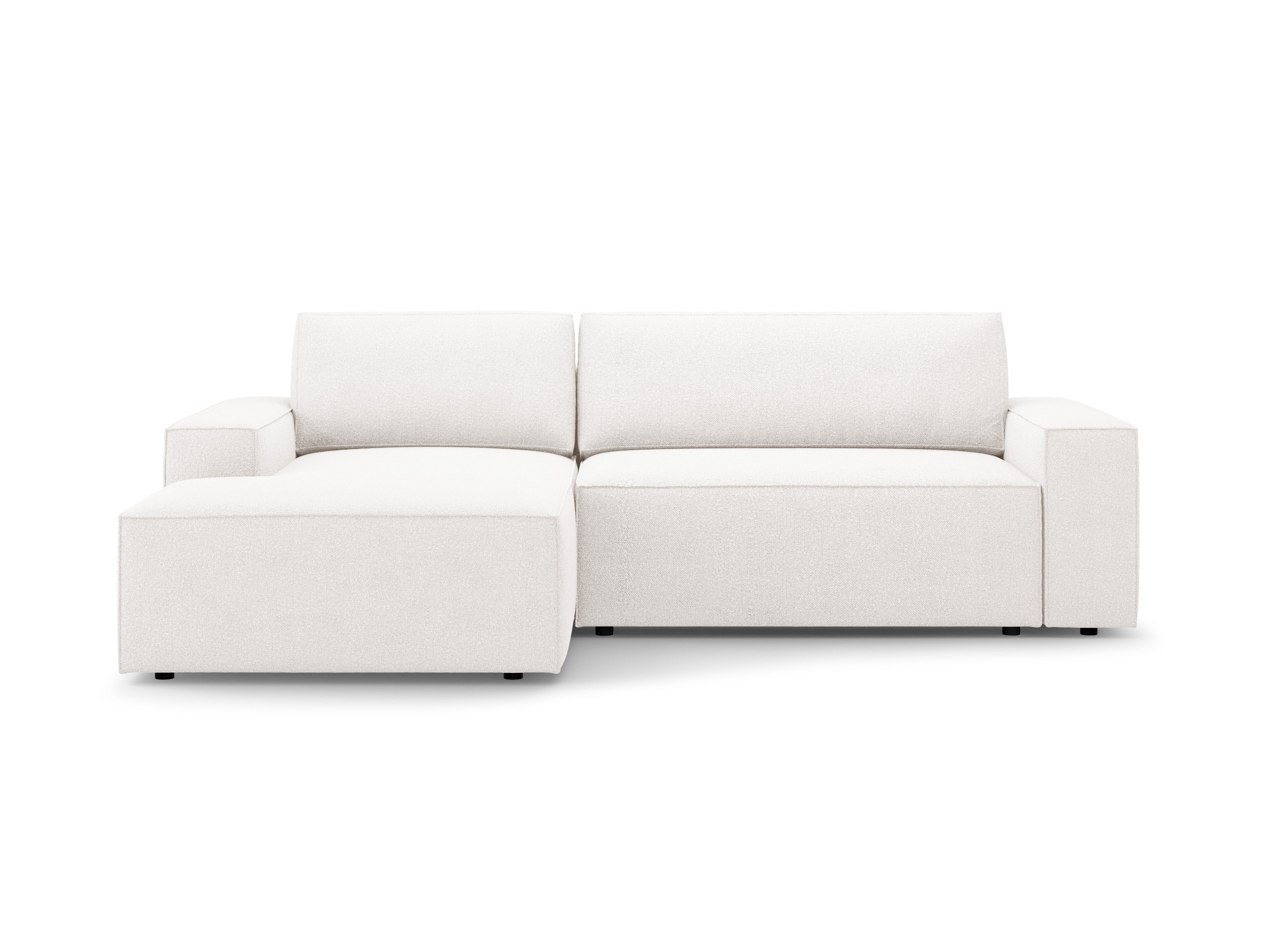 Ecksofa links mit Schlaffunktion JODIE weiß Boucle