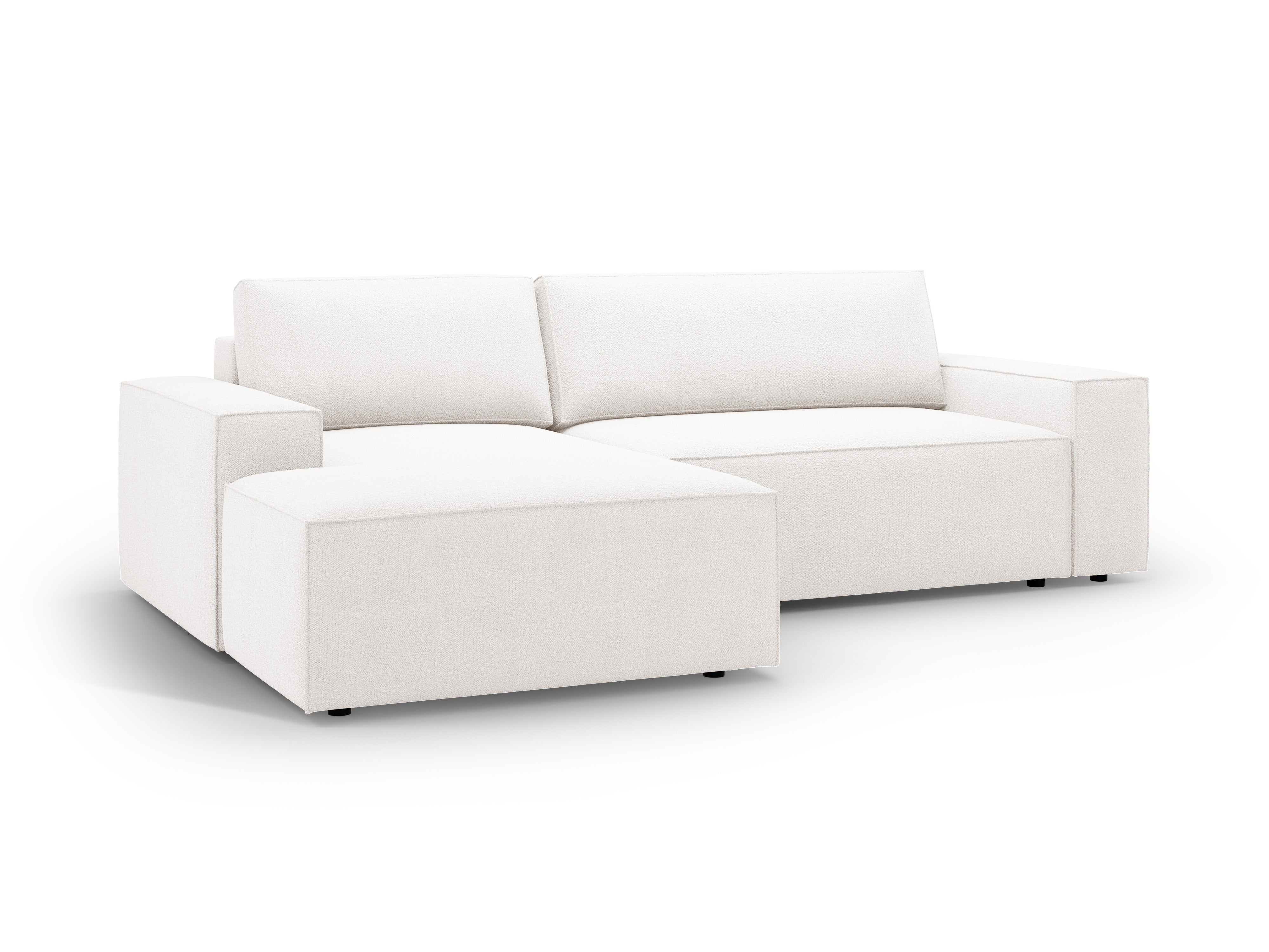 Ecksofa links mit Schlaffunktion JODIE weiß Boucle