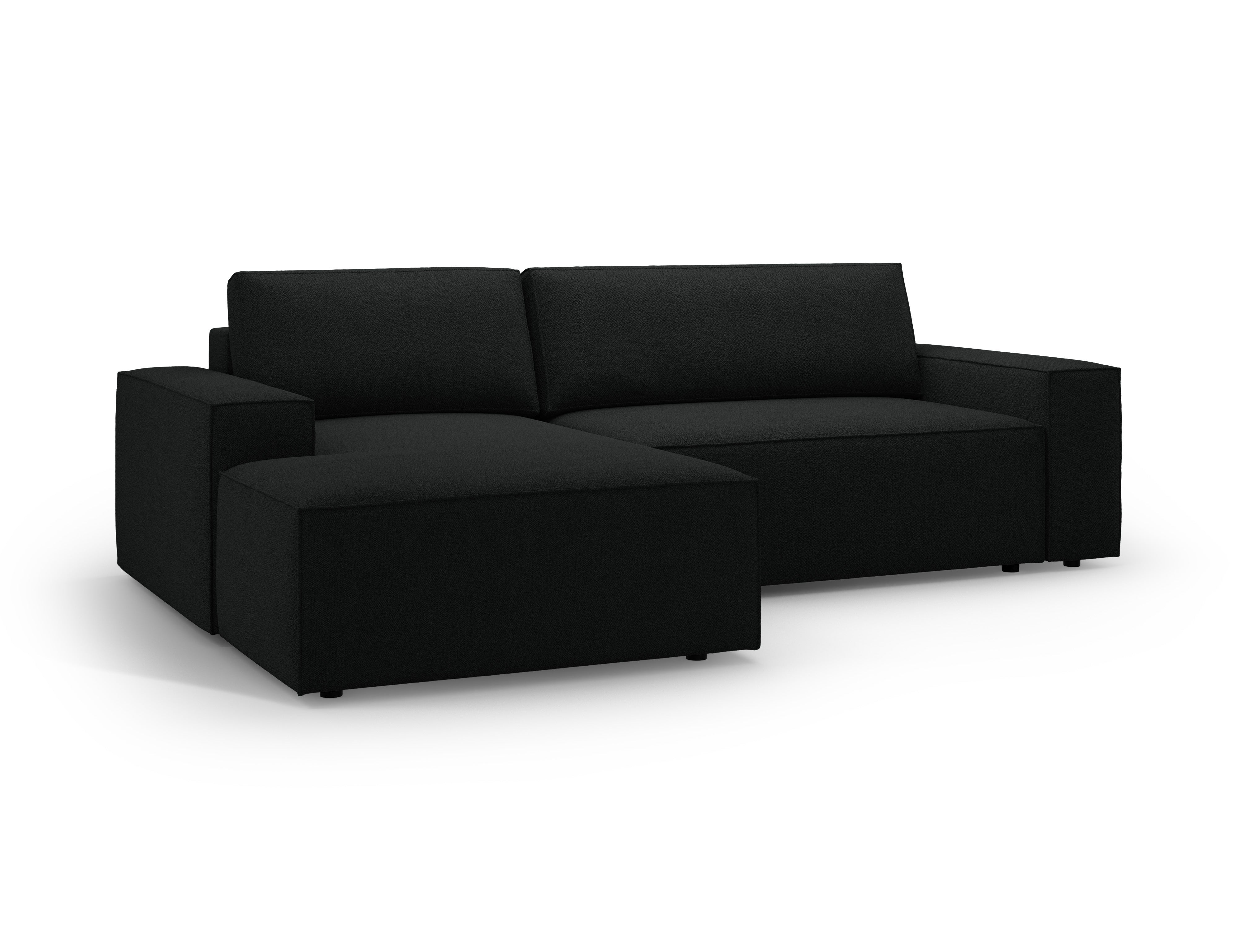 Ecksofa links mit Schlaffunktion JODIE schwarz Boucle