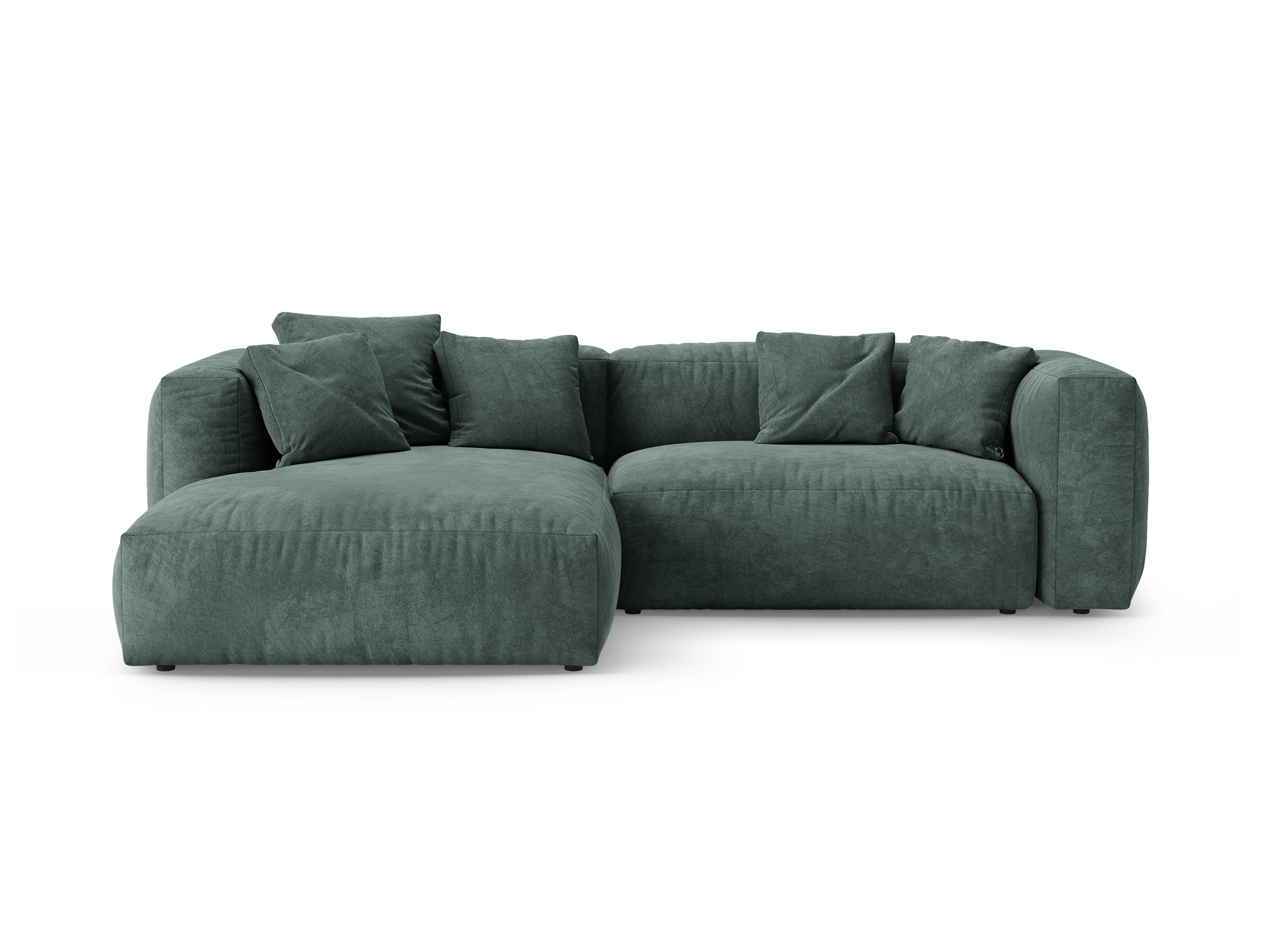Left-facing velvet corner sofa with sleeping function MARTINA petrol
