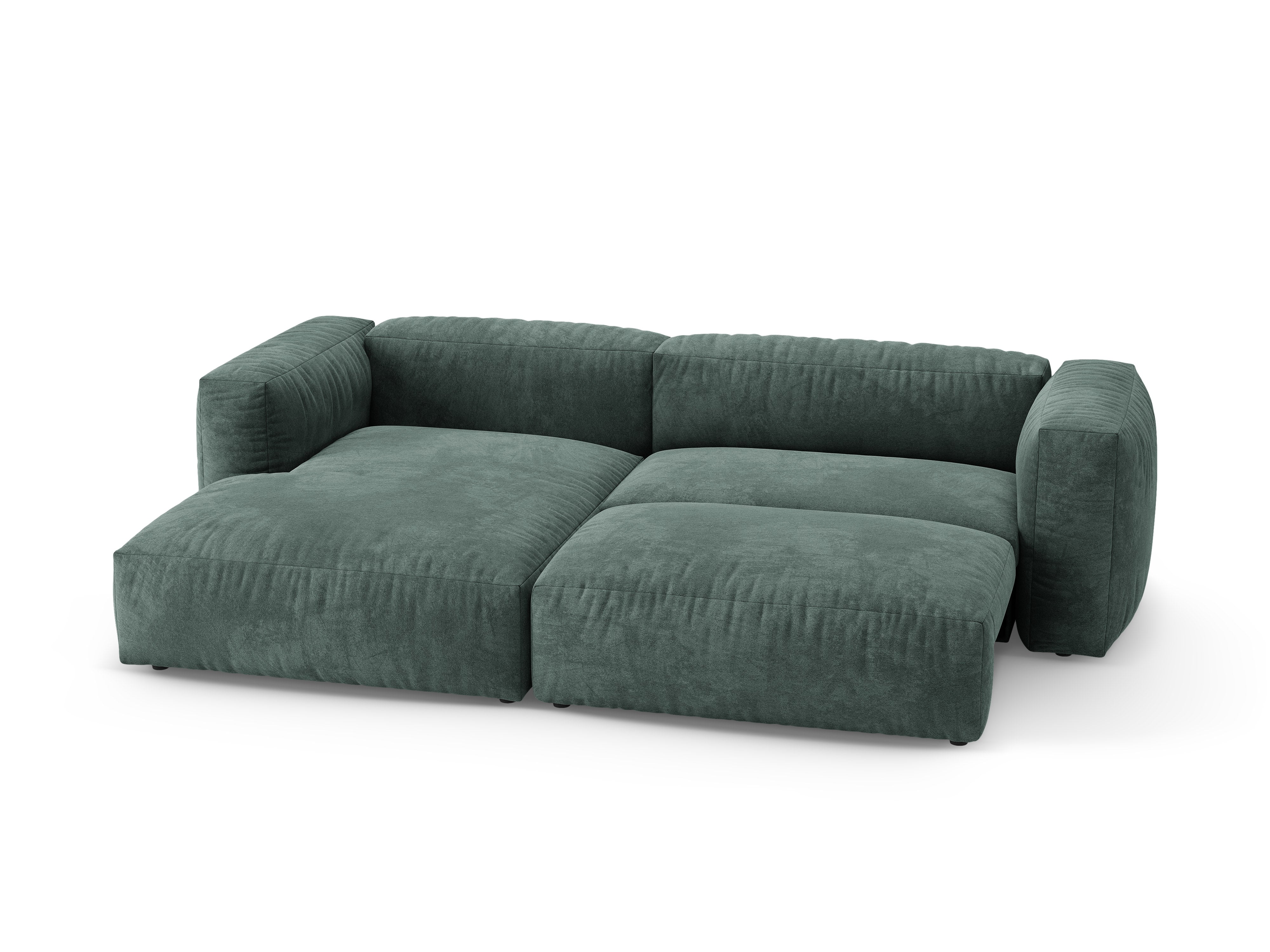 Left-facing velvet corner sofa with sleeping function MARTINA petrol
