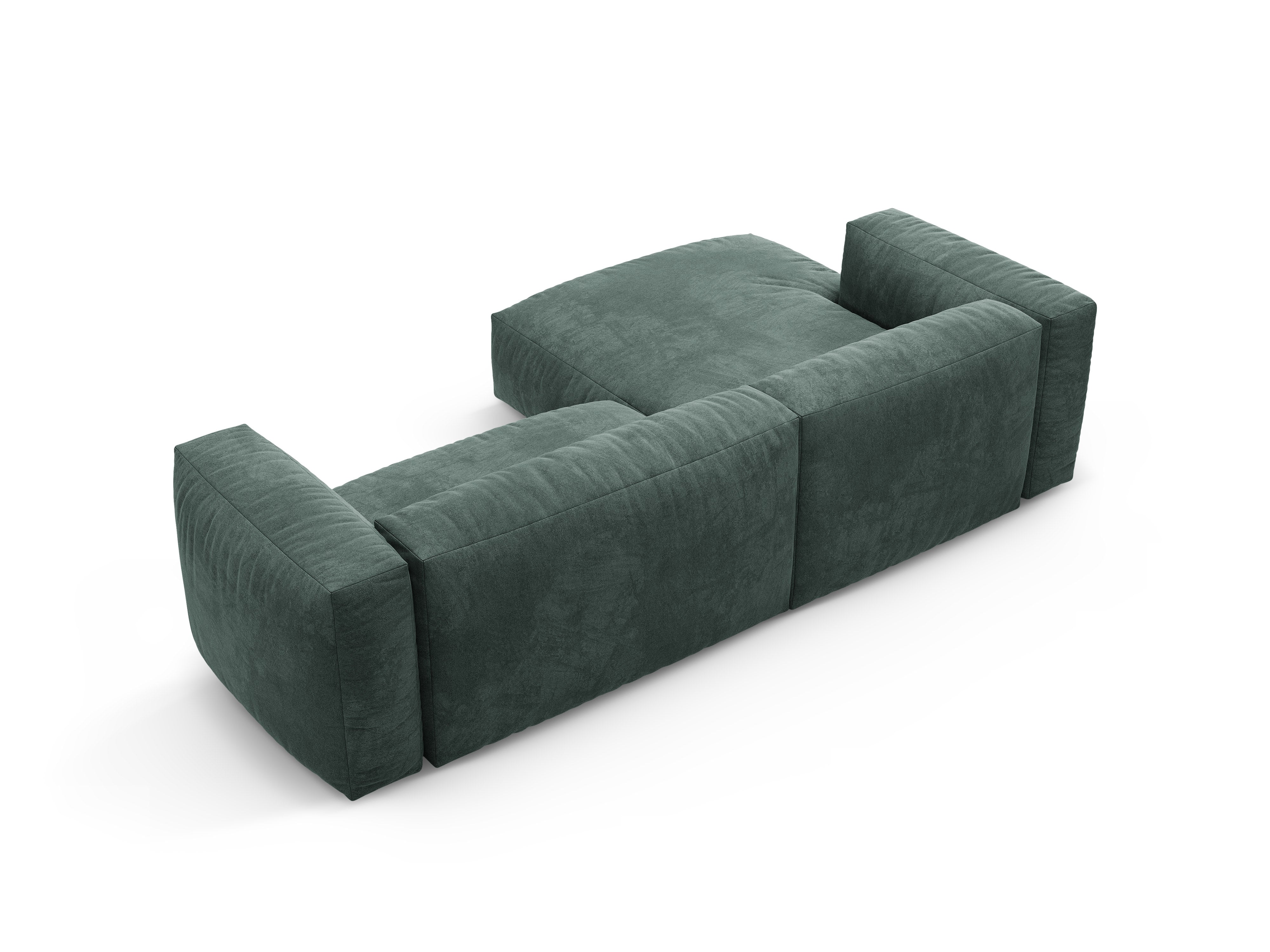 Left-facing velvet corner sofa with sleeping function MARTINA petrol