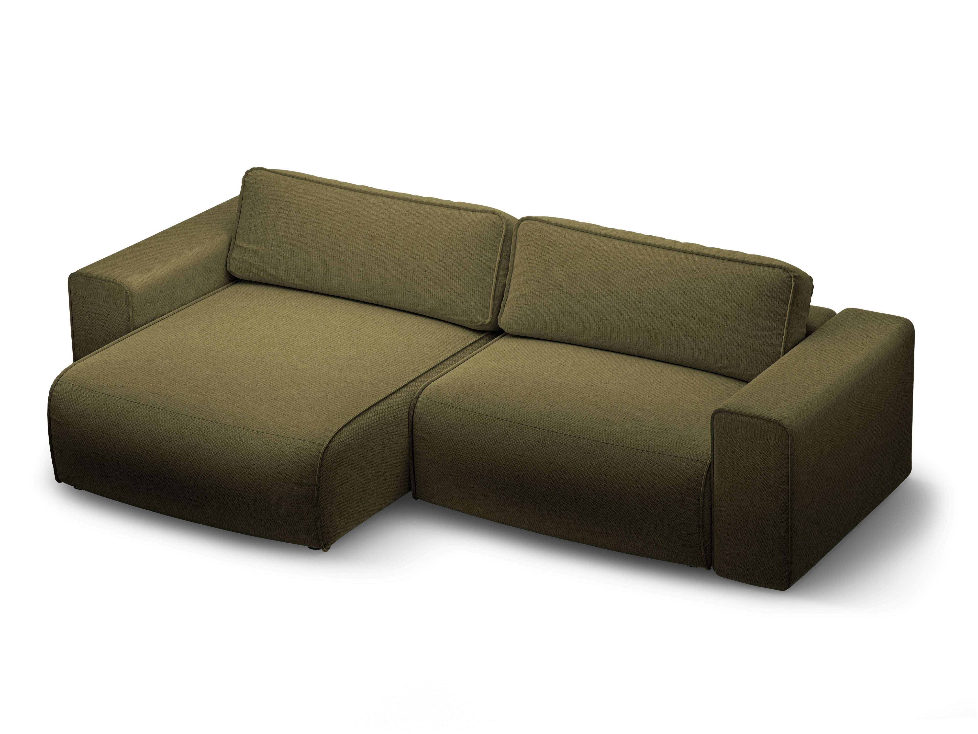 Left-facing 3-seater sofa bed VICTOR green chenille