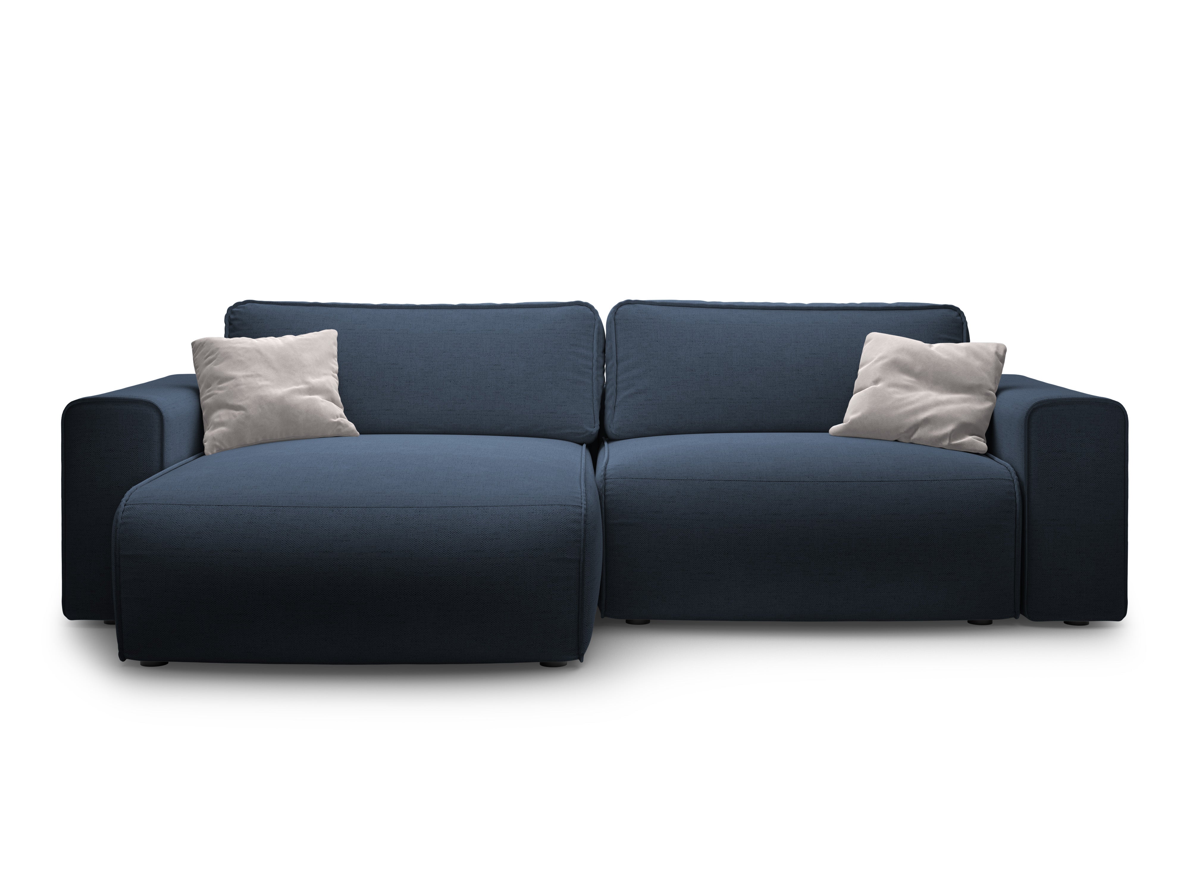 Left-sided 3-seater sofa bed VICTOR royal blue chenille