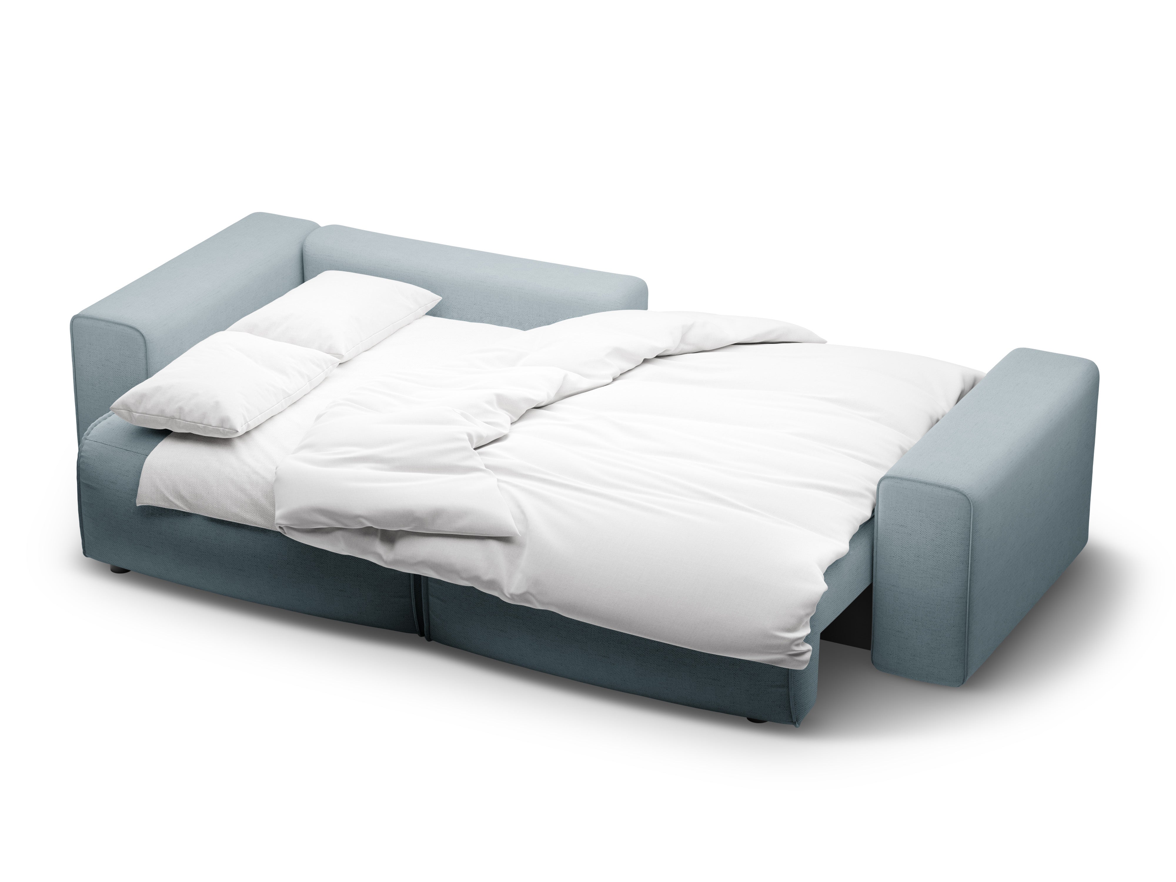 Linksseitiges 3-Sitzer-Sofa mit Schlaffunktion VICTOR in hellblauem Chenille