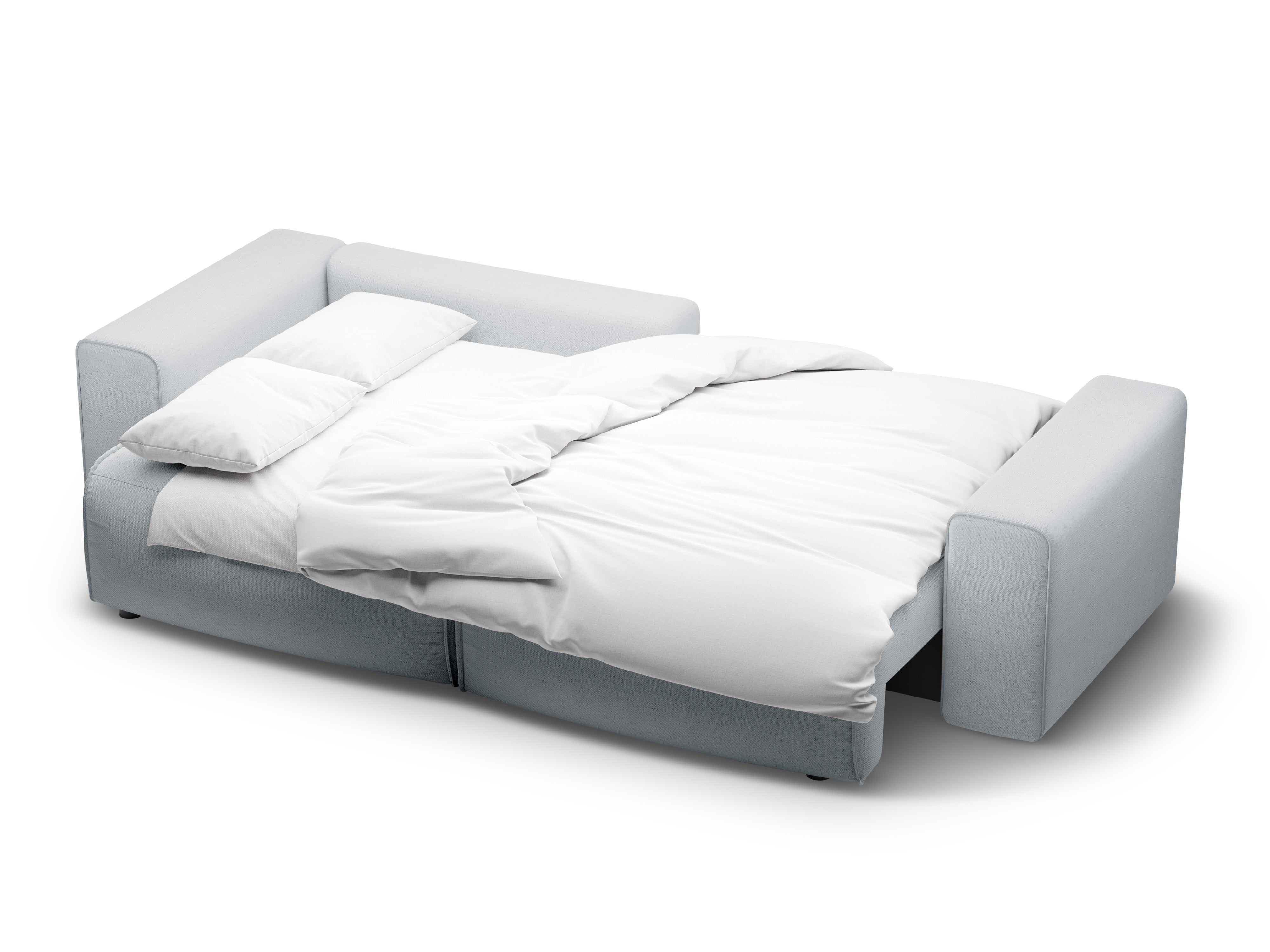 Left-facing 3-seater sofa bed VICTOR light gray chenille