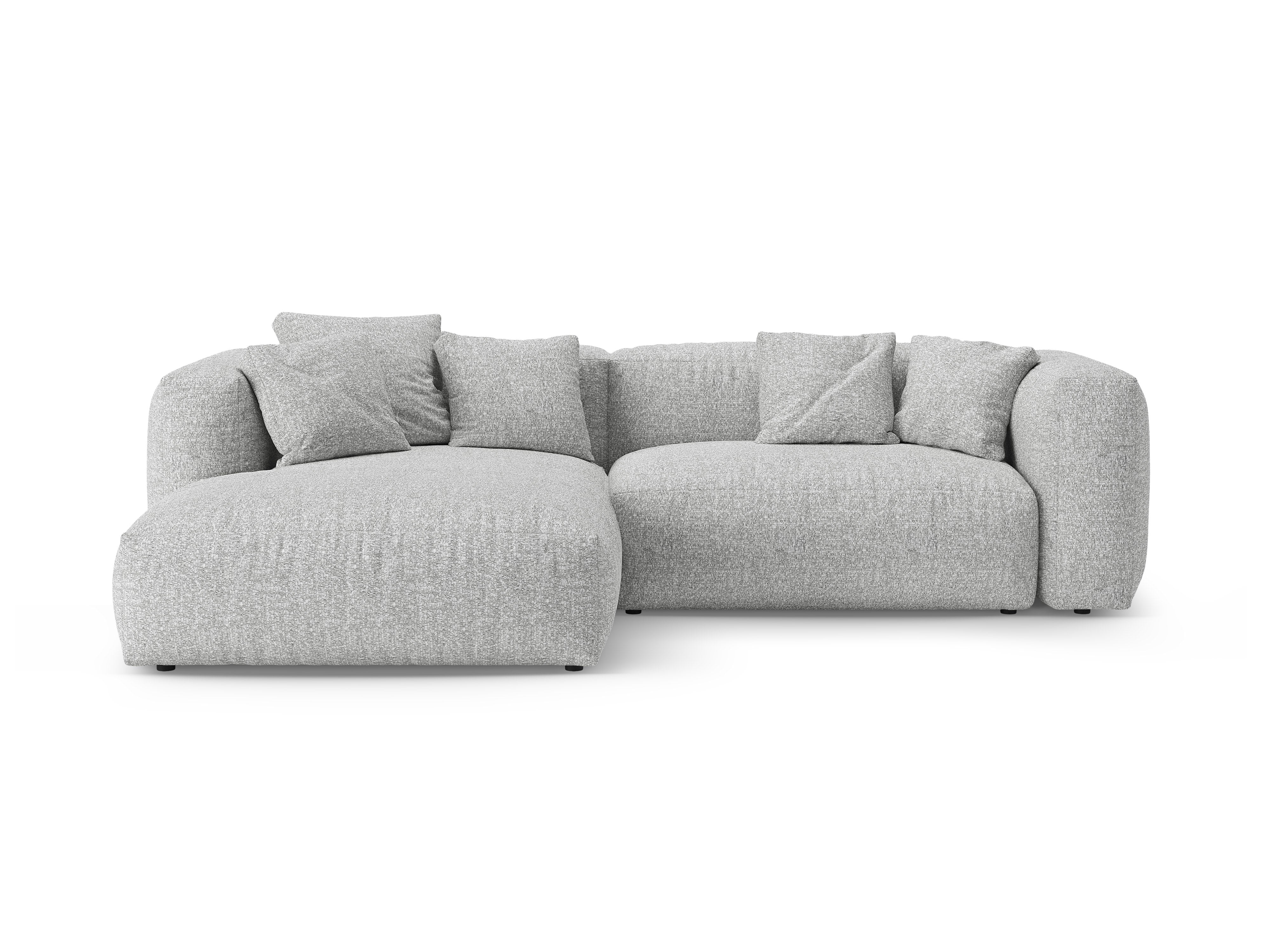 Ecksofa links mit Schlaffunktion MARTINA silberne Boucle