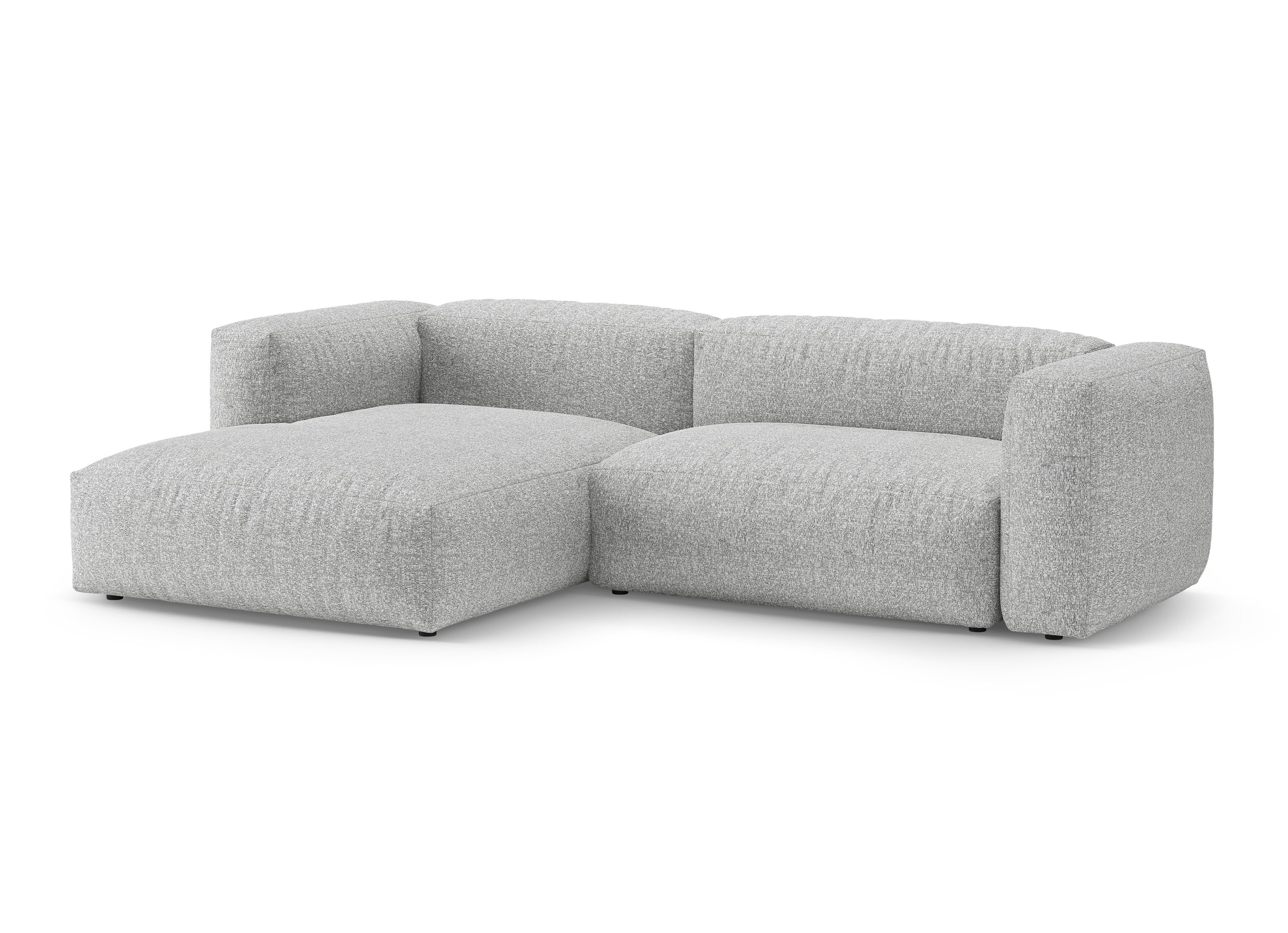 Ecksofa links mit Schlaffunktion MARTINA silberne Boucle