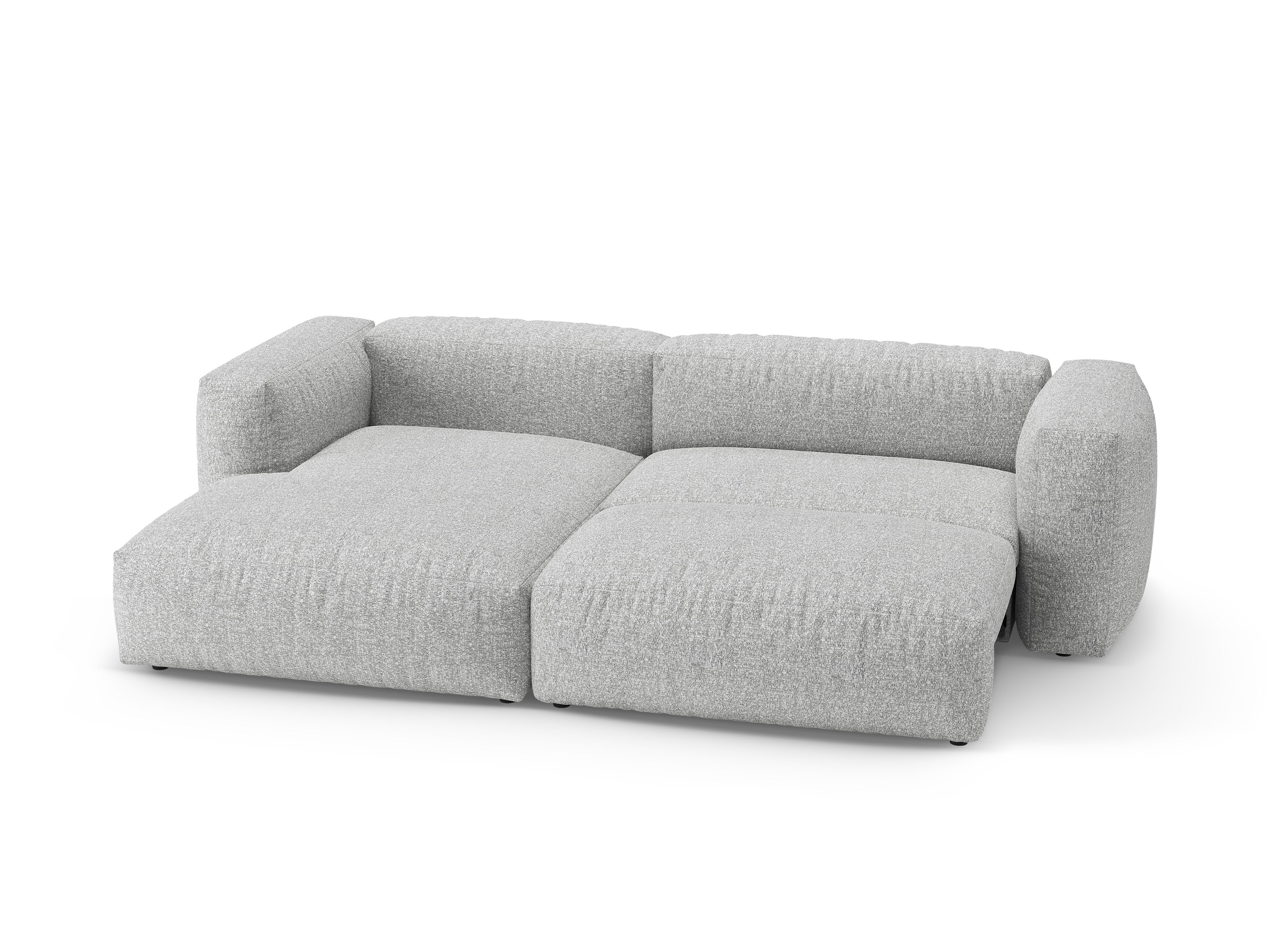 Ecksofa links mit Schlaffunktion MARTINA silberne Boucle