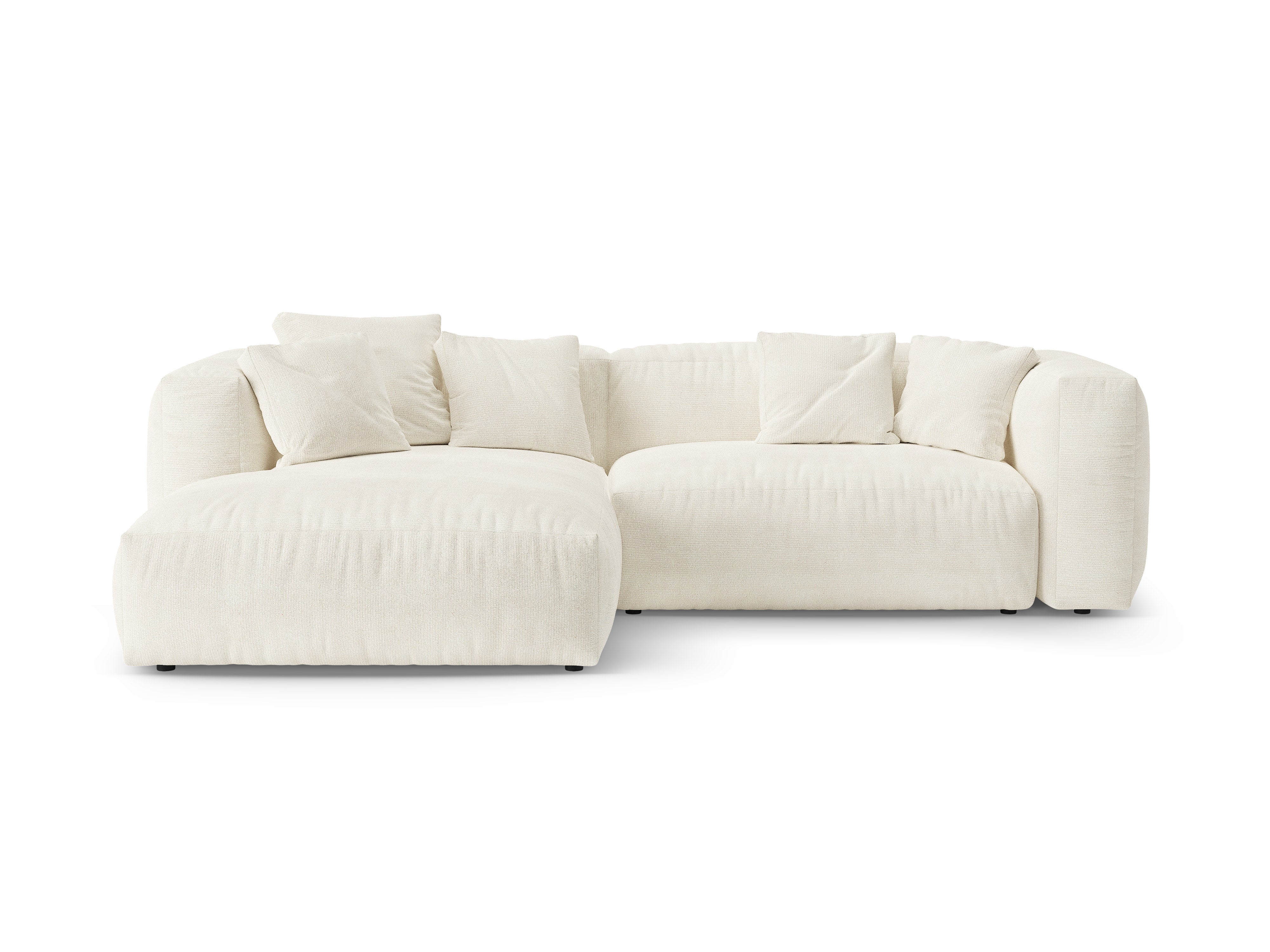 Ecksofa links mit Schlaffunktion MARTINA Elfenbein Boucle