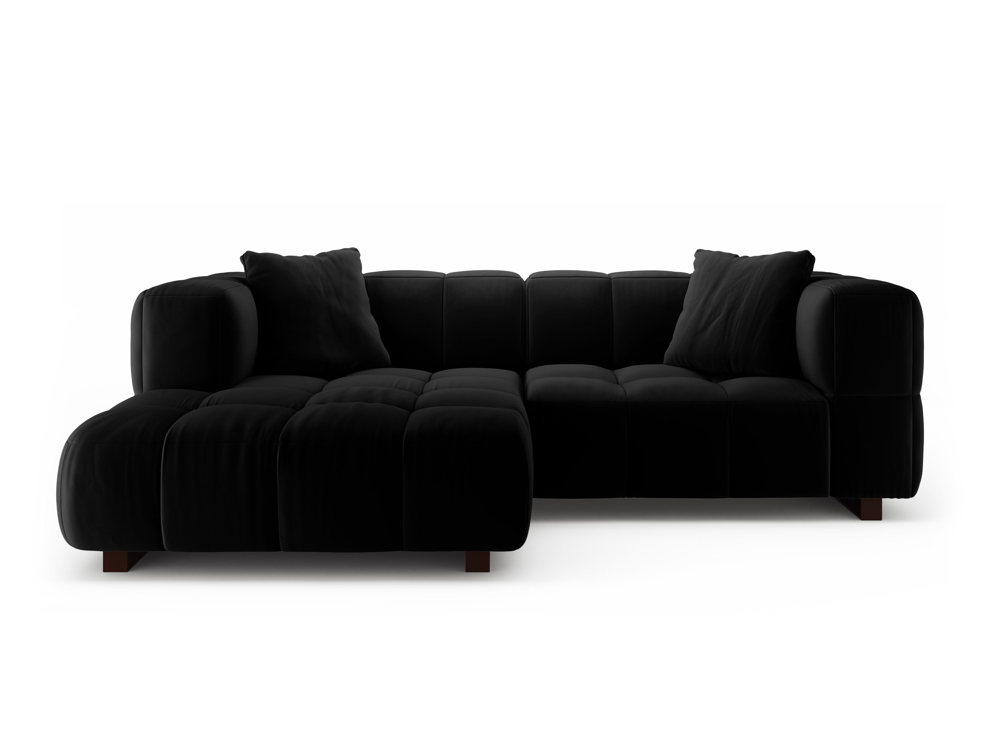 Samt-Ecksofa links mit Schlaffunktion PUMA schwarz
