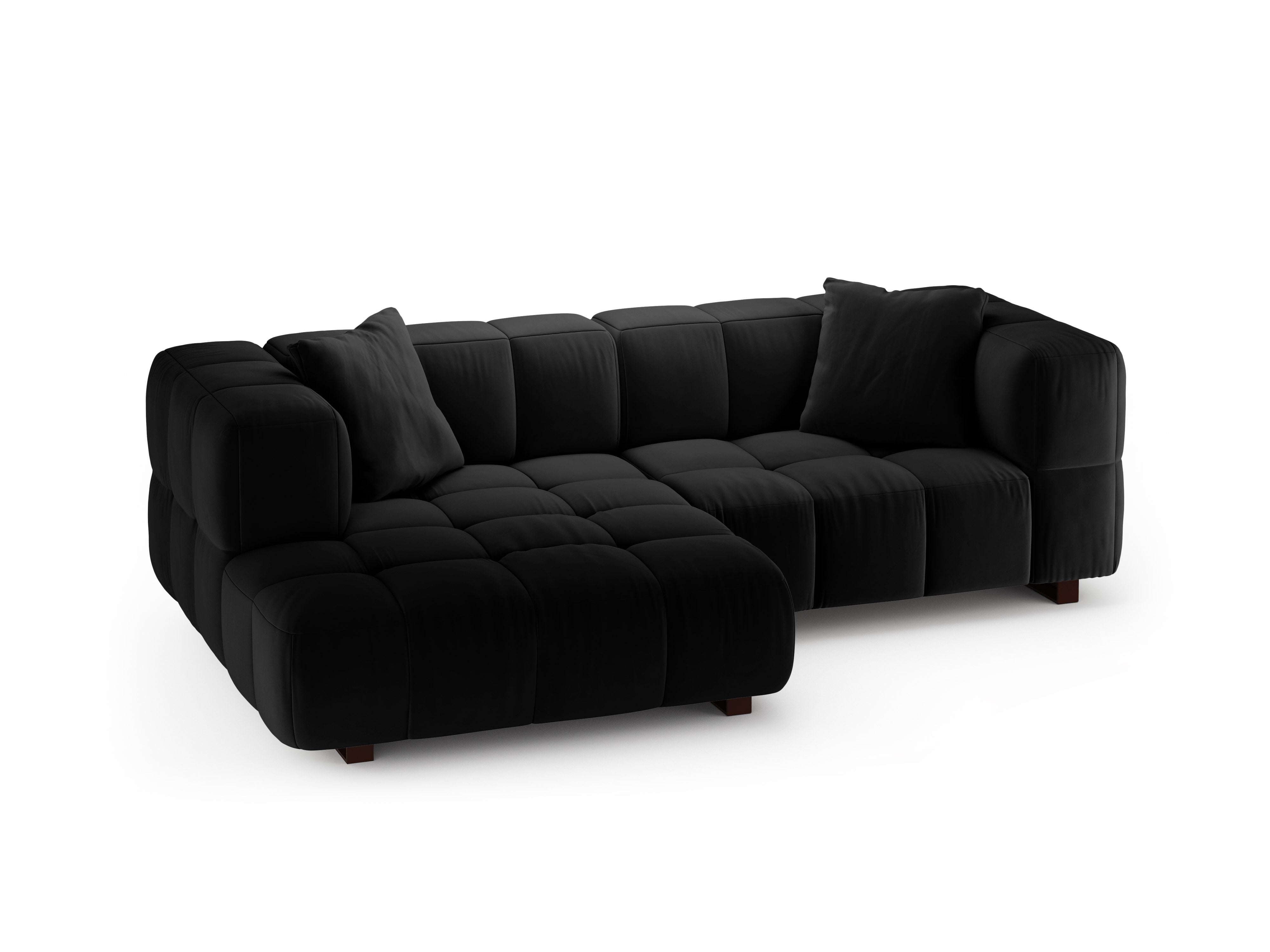 Samt-Ecksofa links mit Schlaffunktion PUMA schwarz