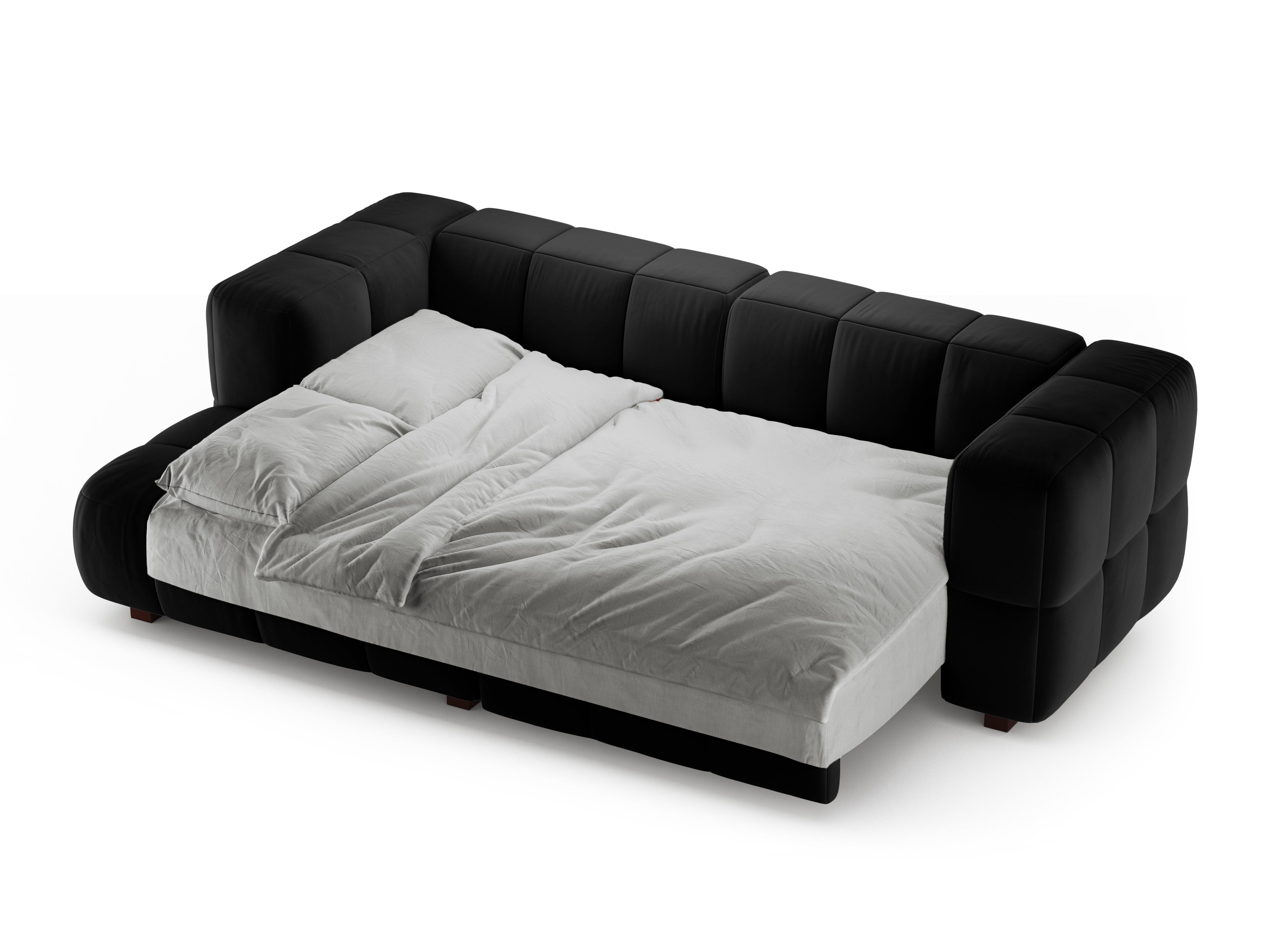 Samt-Ecksofa links mit Schlaffunktion PUMA schwarz