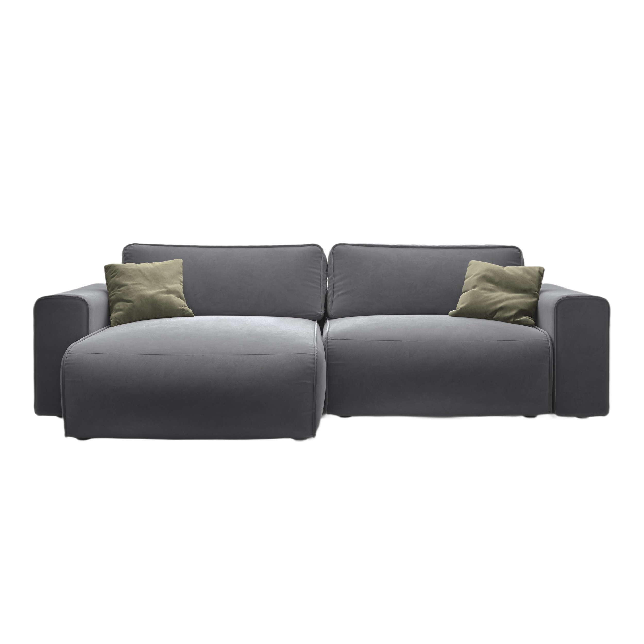 Left-facing velvet corner sofa for 3 people with sleeping function VICTOR gray
