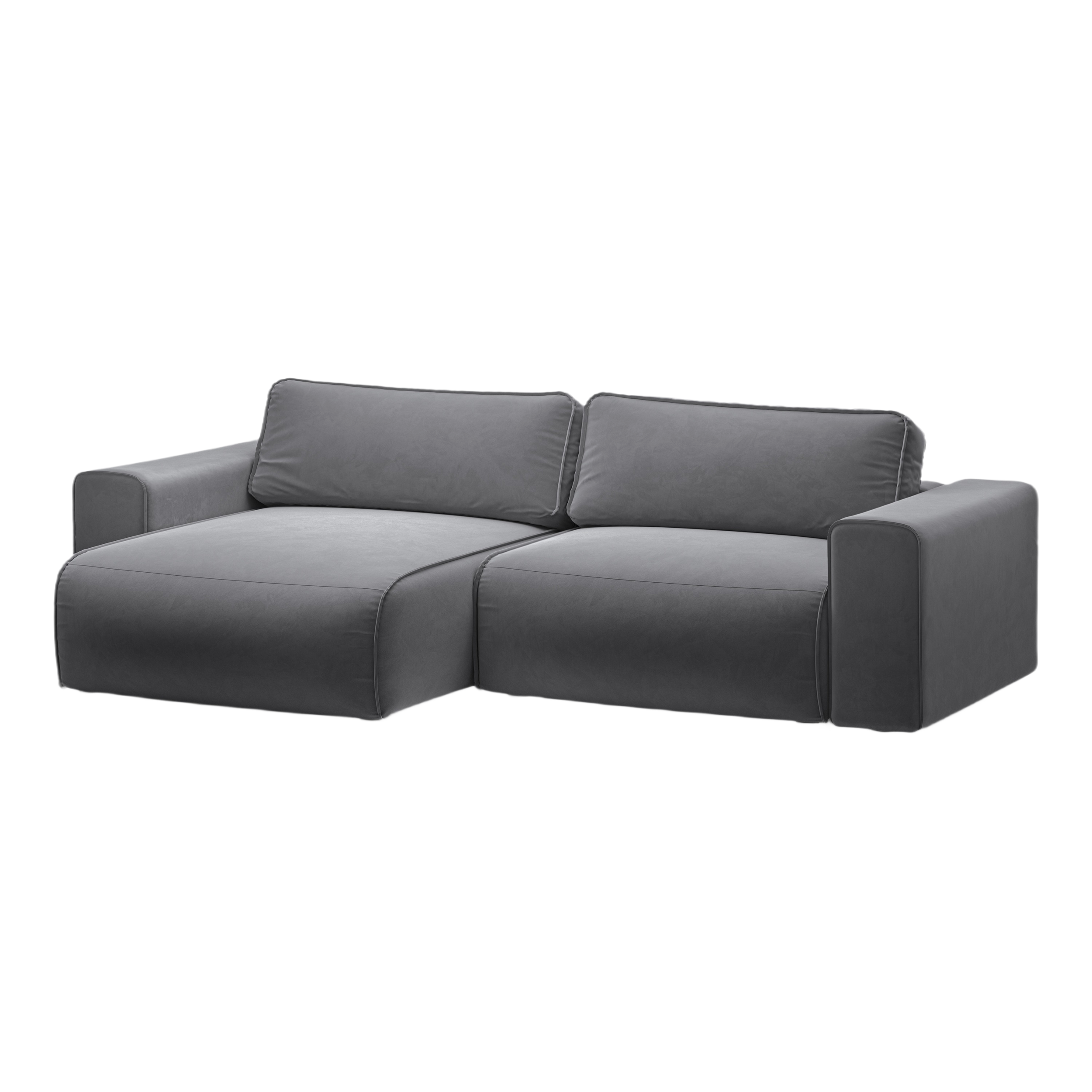 Left-facing velvet corner sofa for 3 people with sleeping function VICTOR gray