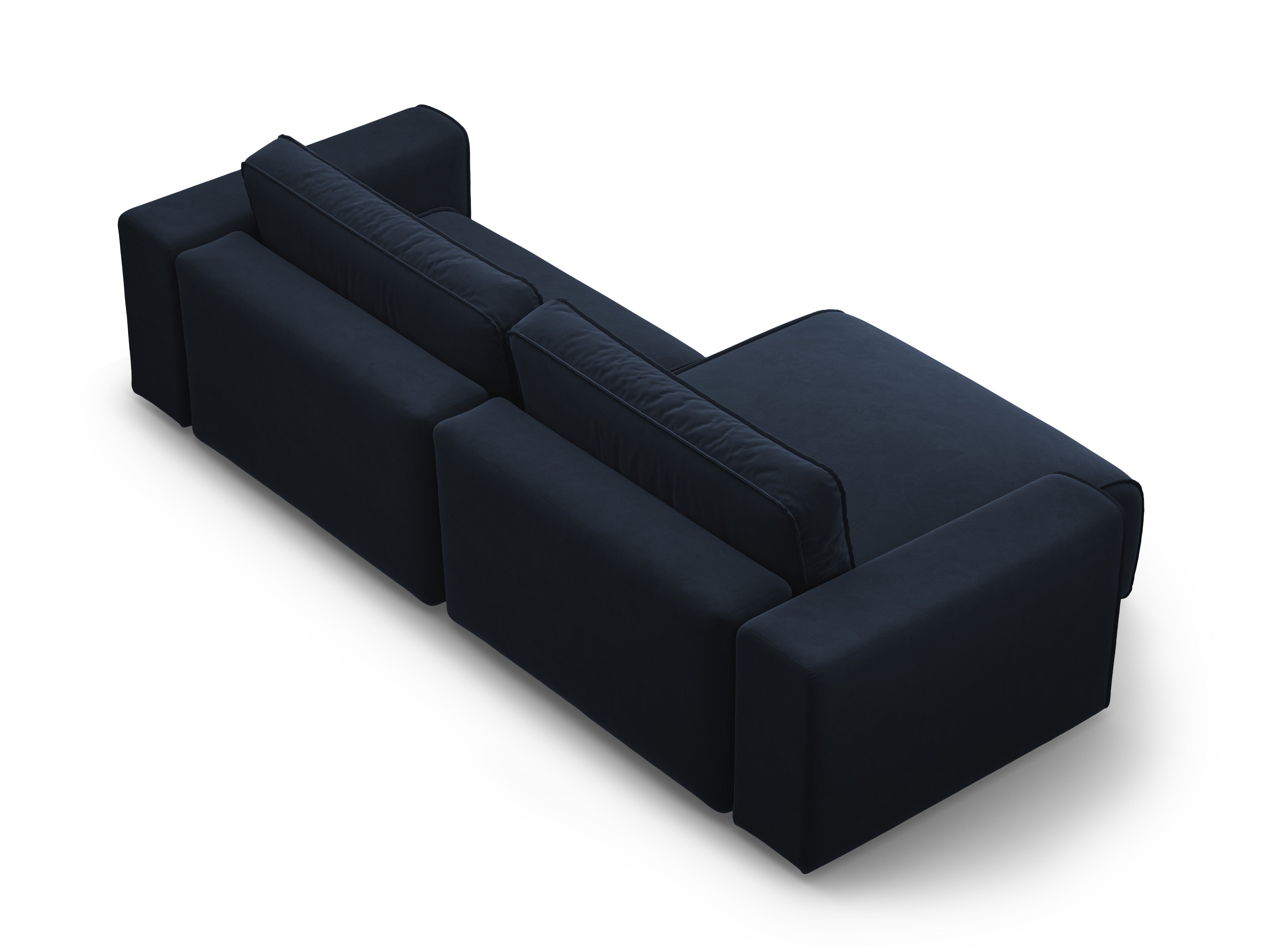 Samt-Ecksofa linksseitig 3-sitzig mit Schlaffunktion VICTOR in Marineblau