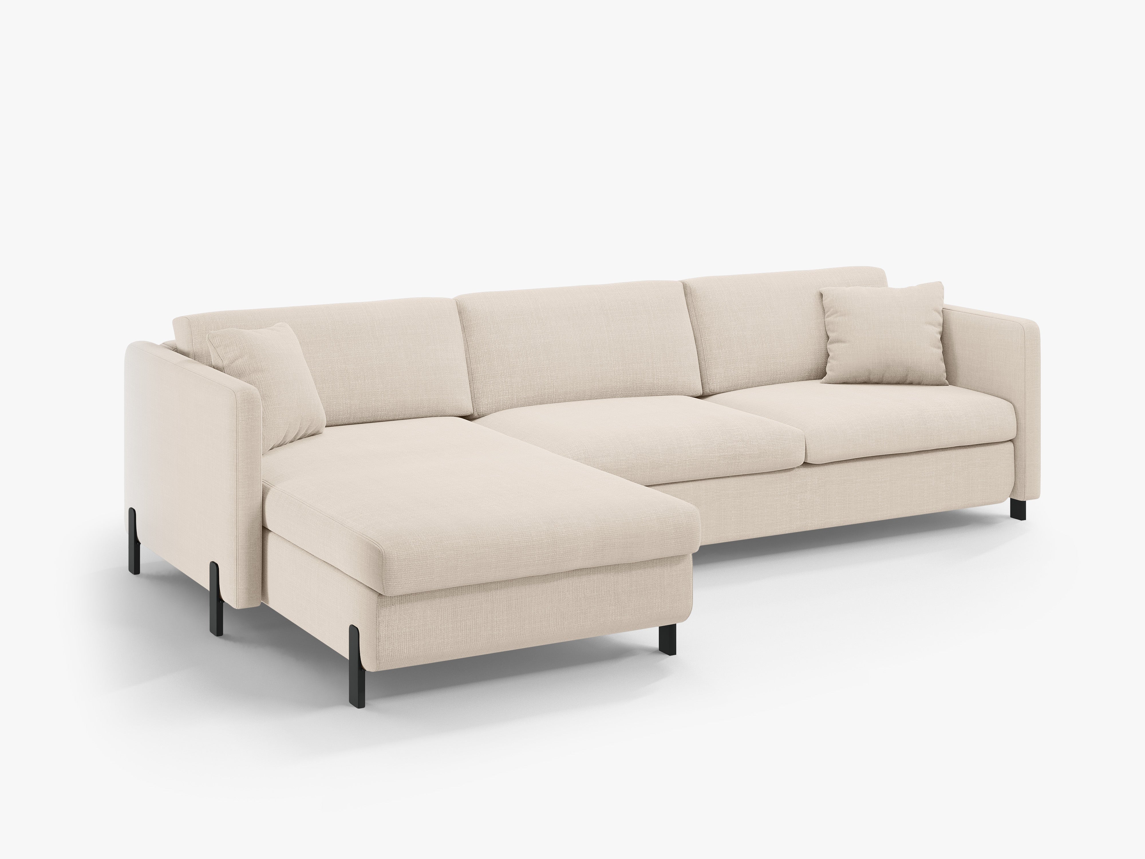 Left-sided corner sofa for 4 people with sleeping function GLORIA beige chenille