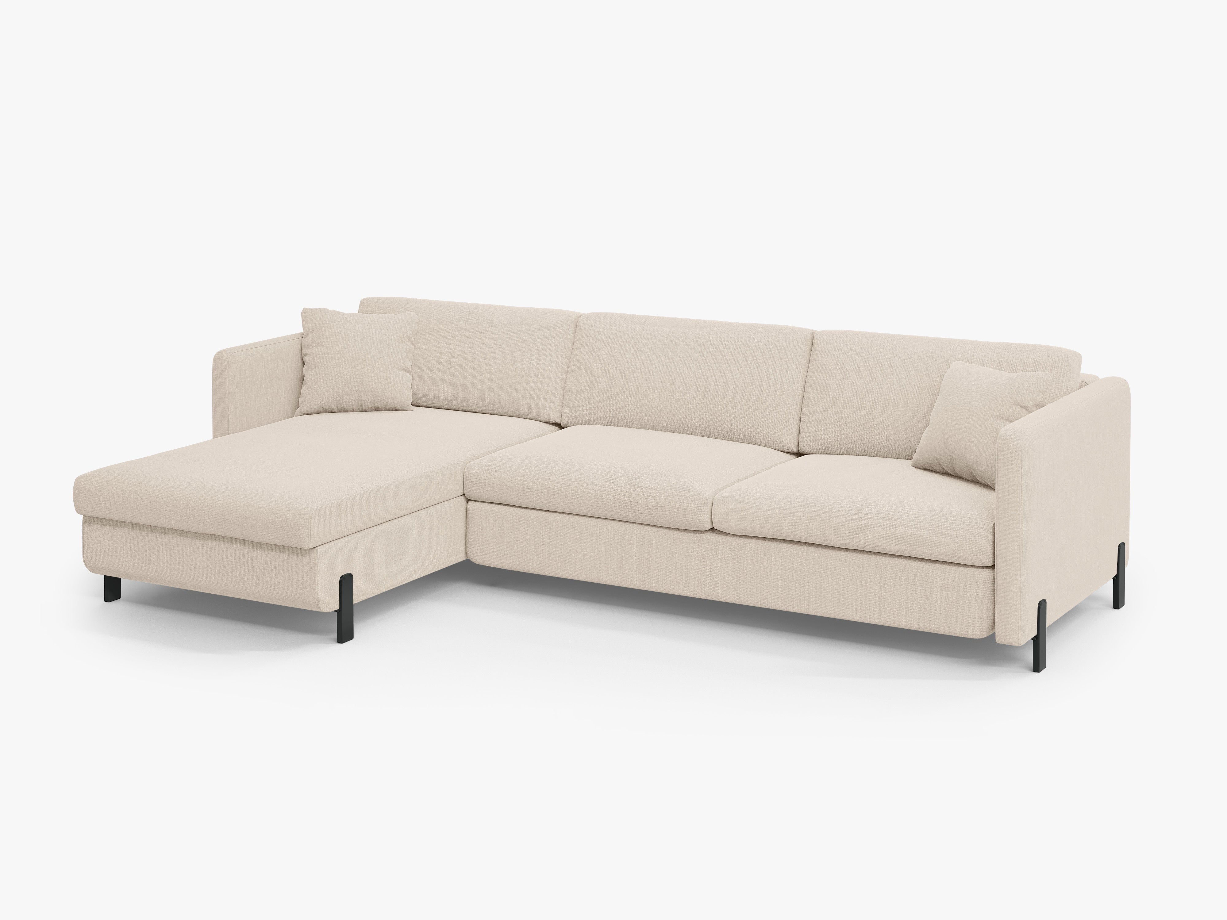 Left-sided corner sofa for 4 people with sleeping function GLORIA beige chenille