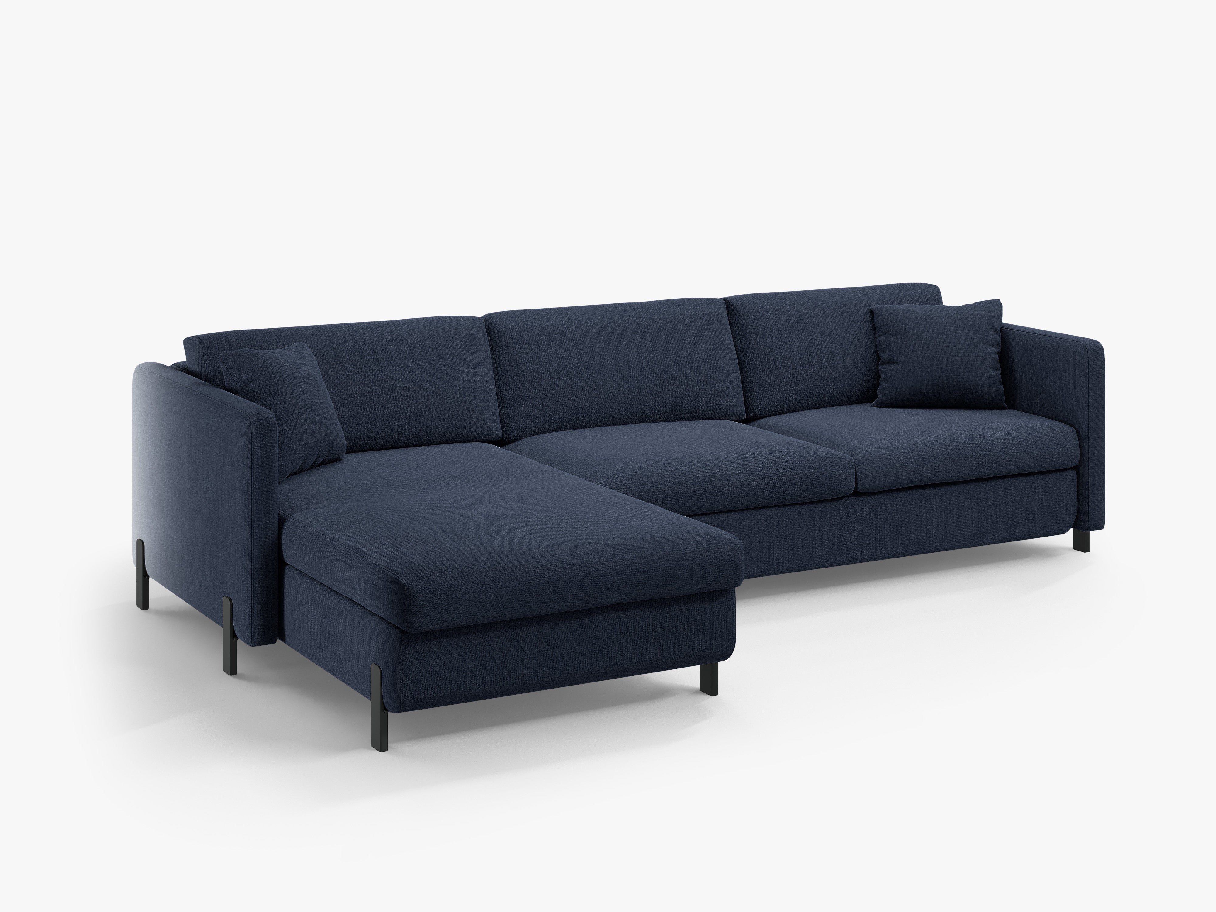 Left-sided corner sofa for 4 people with sleeping function GLORIA blue chenille