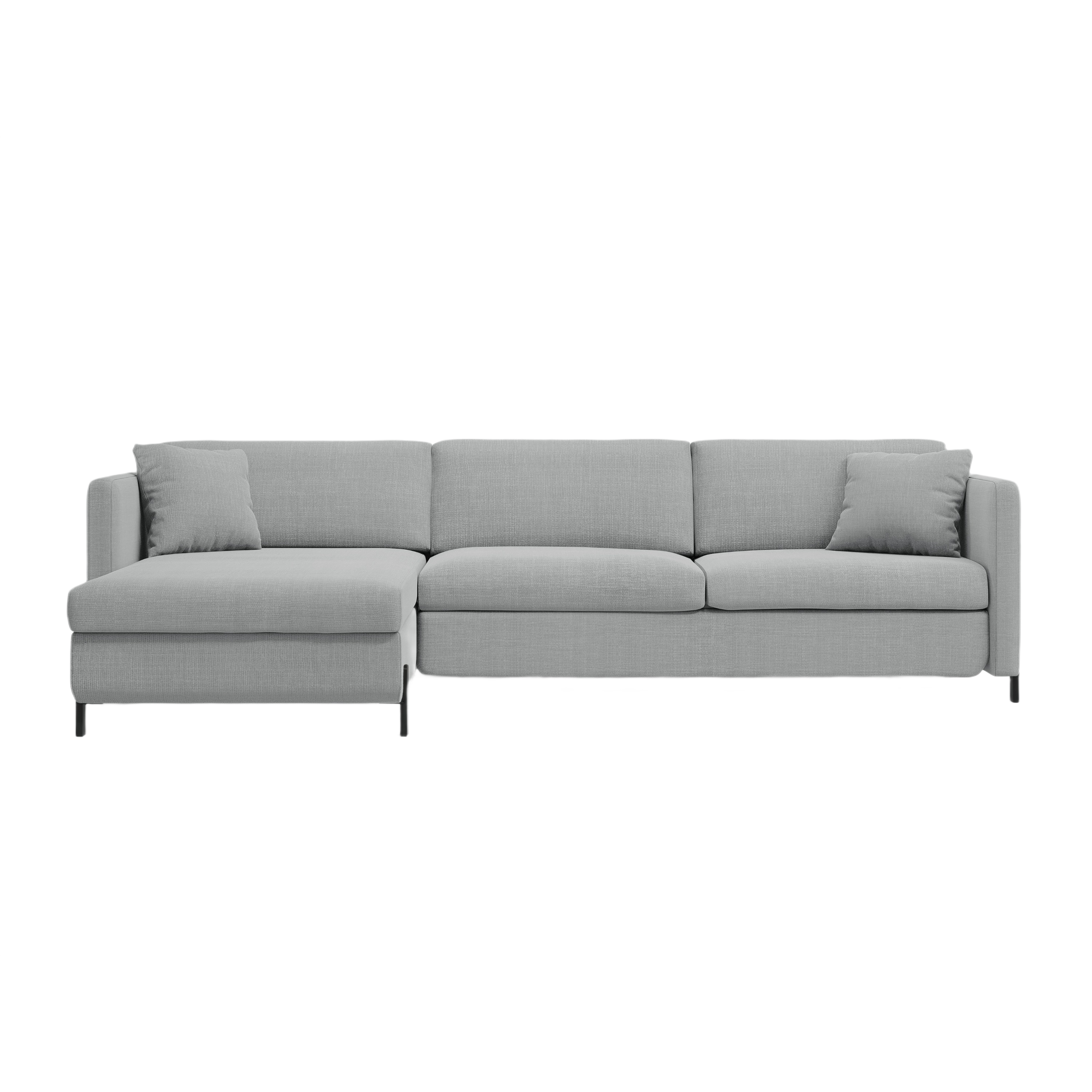 Linksseitiges 4-Sitzer Schlafsofa GLORIA in hellgrauem Chenille