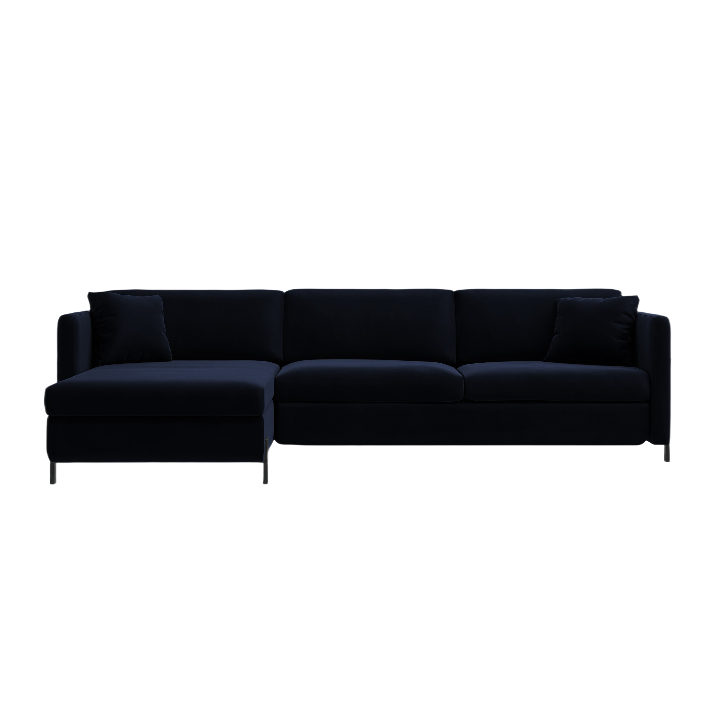 Left-facing velvet corner sofa for 4 people with sleeping function GLORIA royal blue