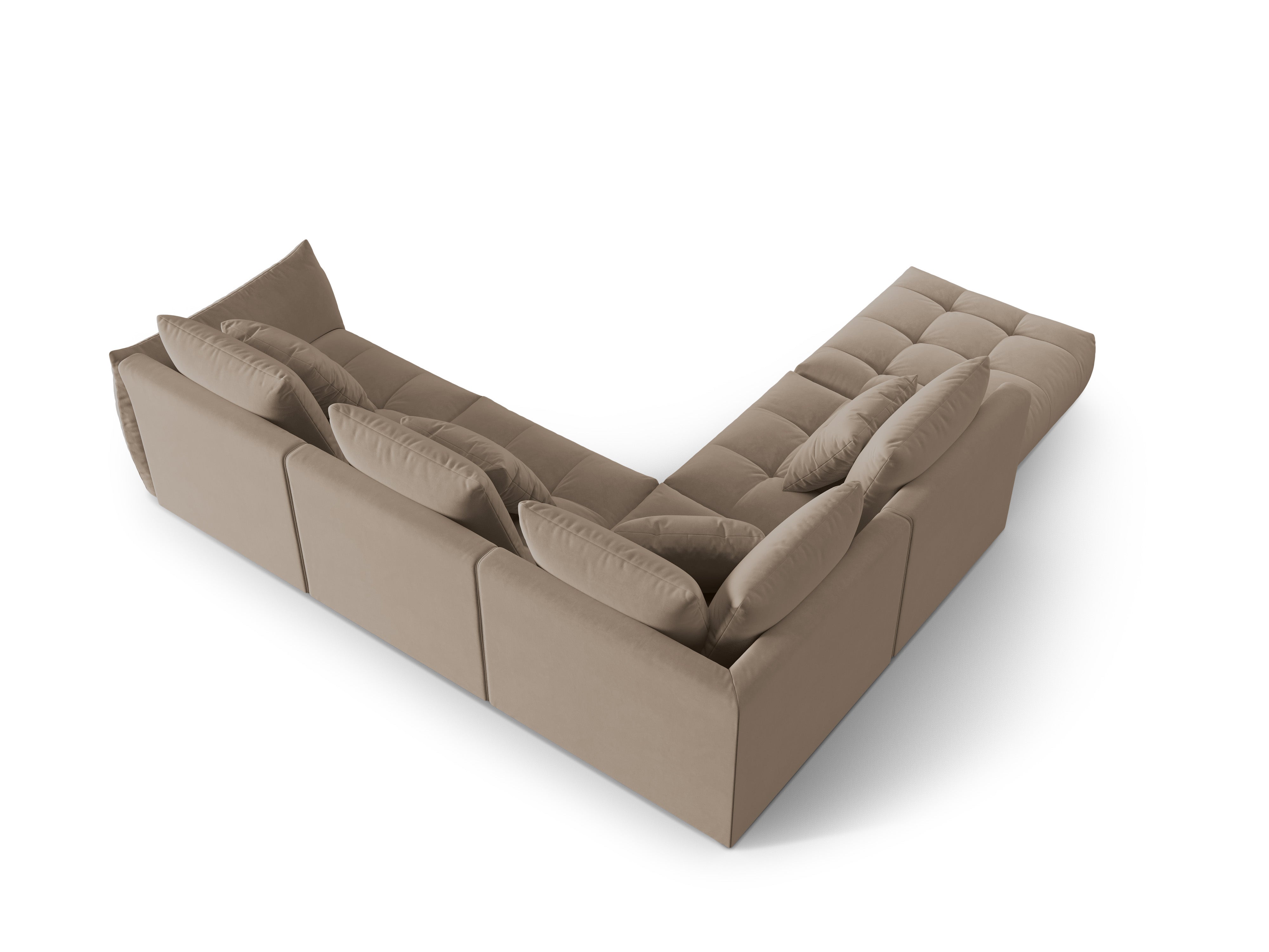 Modular velvet corner sofa for 4 people, left-sided, BLOOM light brown