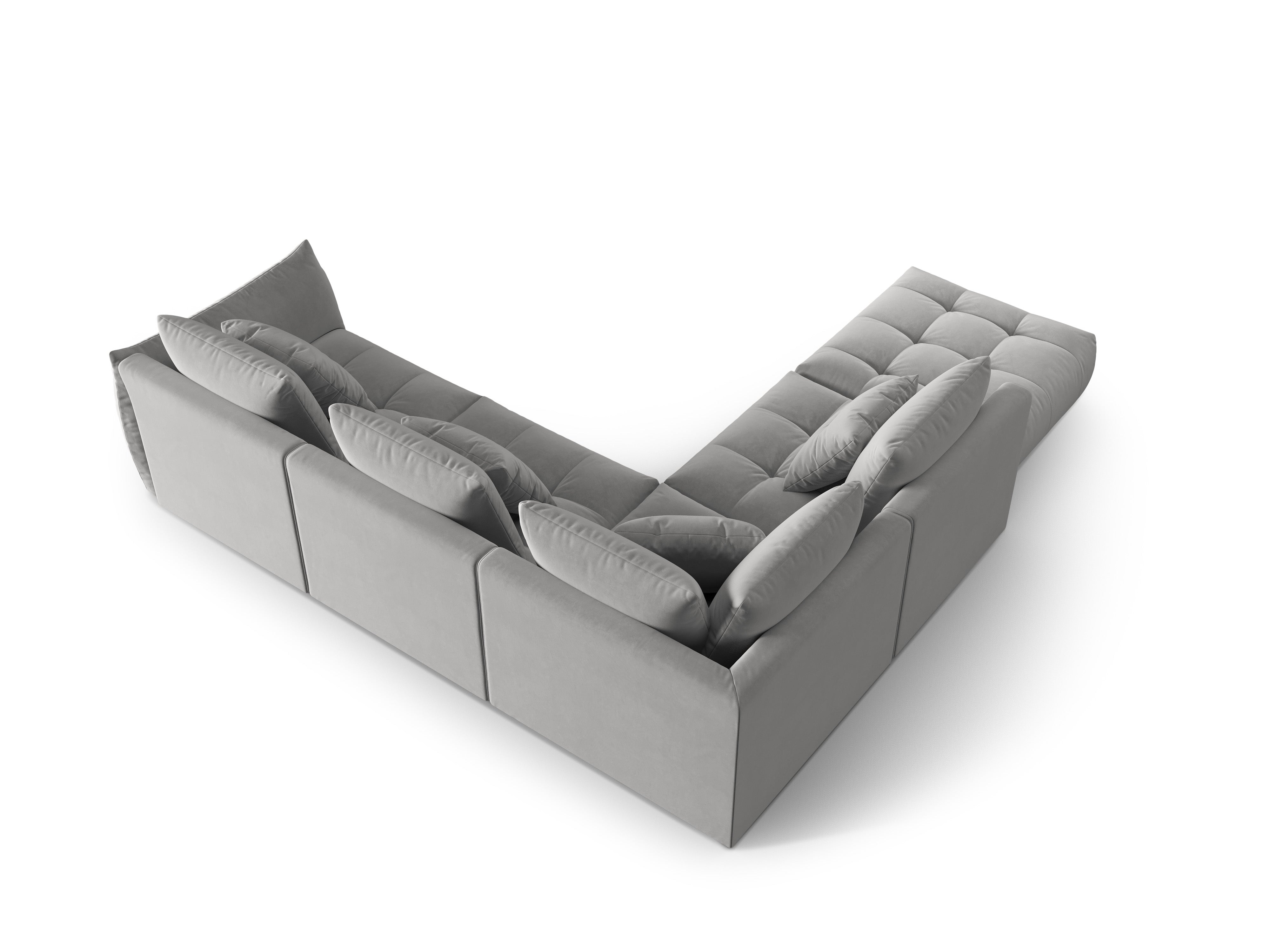 Modularer Samt-Ecksofa für 4 Personen links BLOOM grau