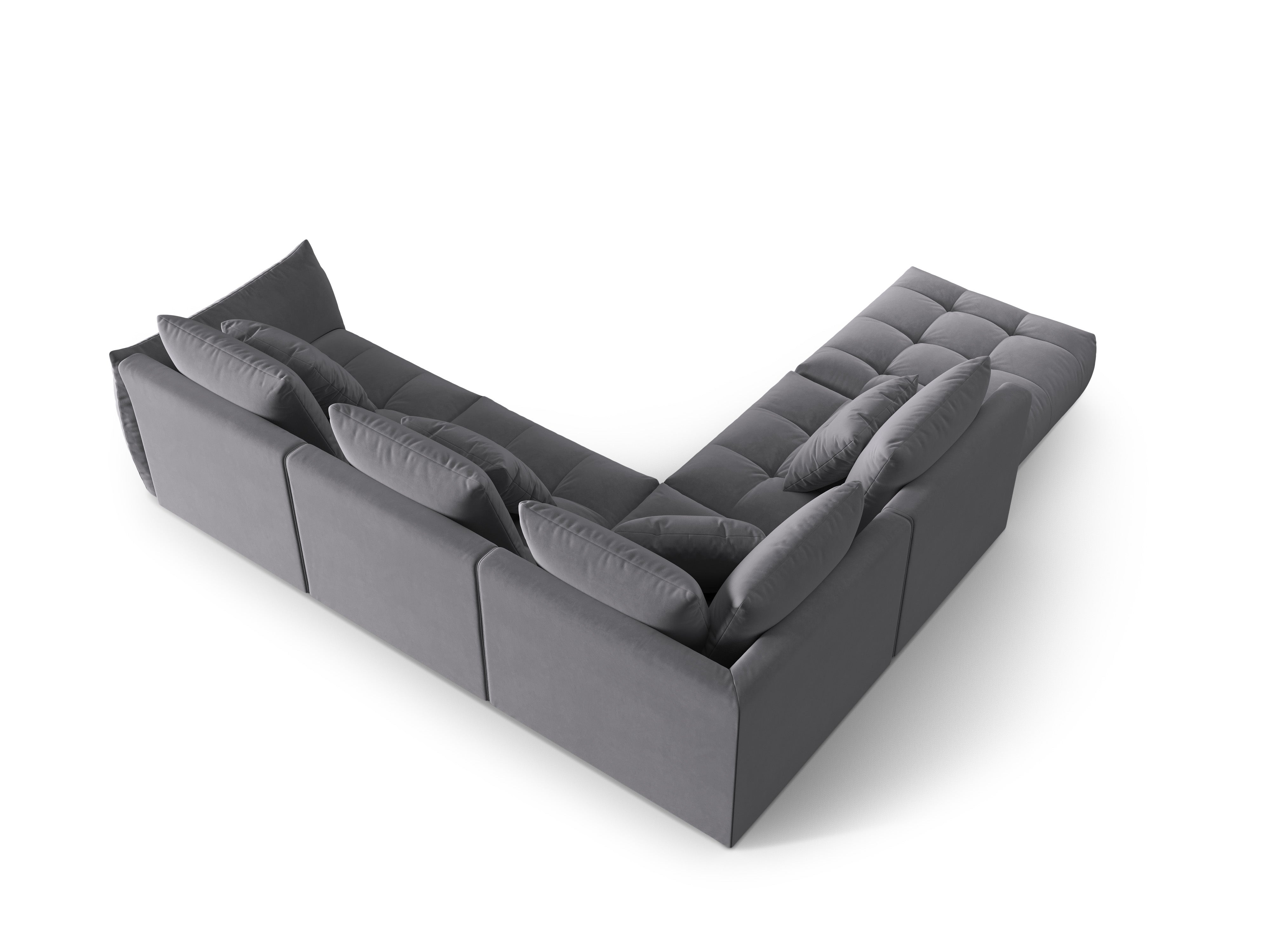 Modular velvet corner sofa for 4 people, left-sided, BLOOM, dark gray